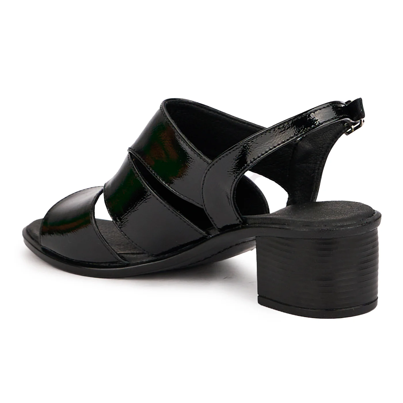 Sandale dama din piele naturala neagra cu toc gros 5 cm 16486 - Image 2