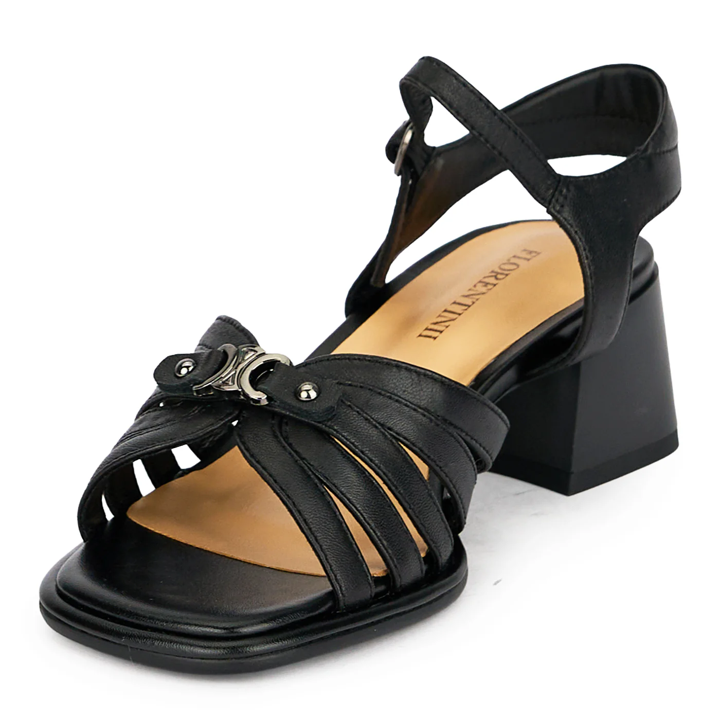 Sandale dama din piele naturala neagra cu toc gros 5 cm 19926 - Image 5