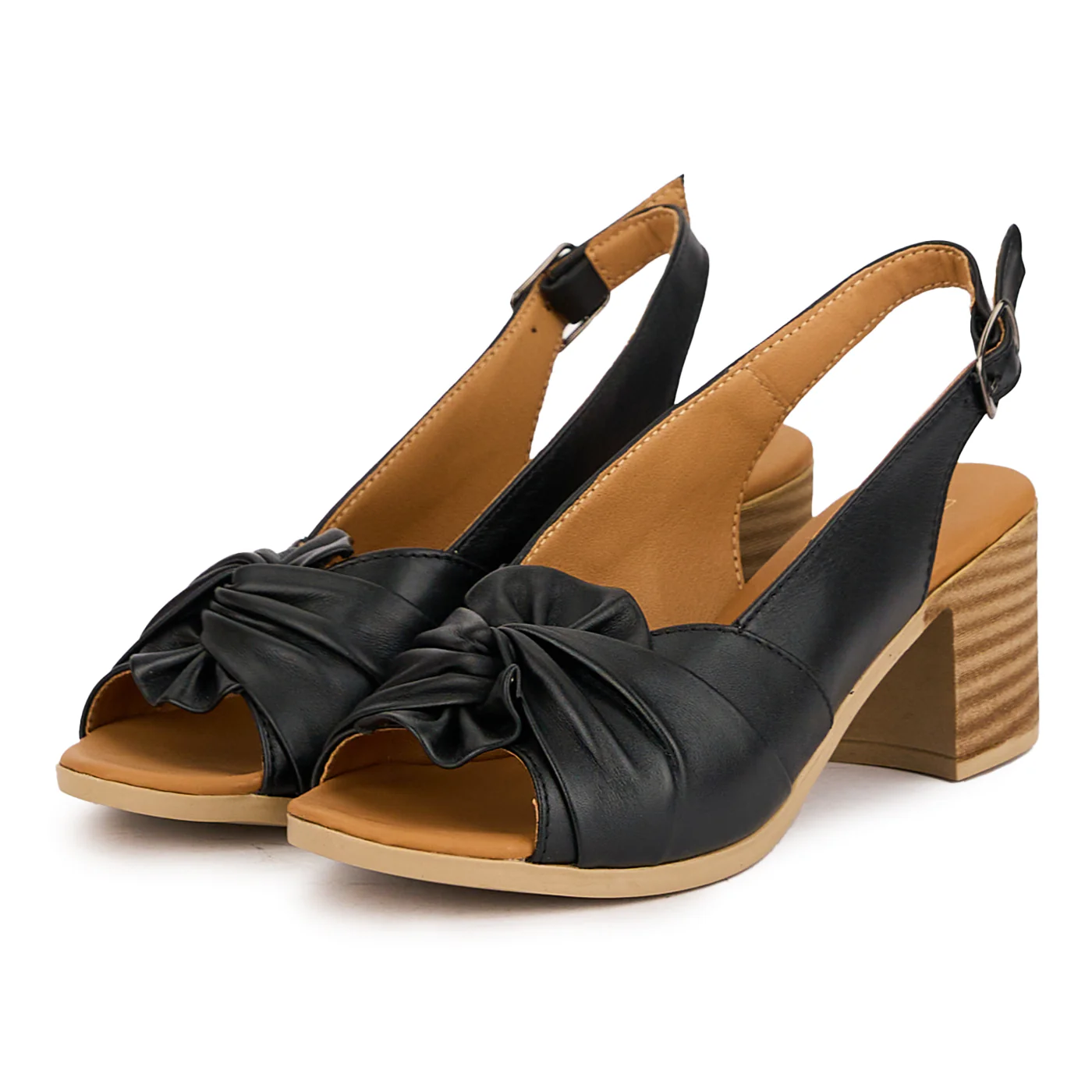 Sandale dama din piele naturala neagra cu toc gros 6 16642 - Image 3