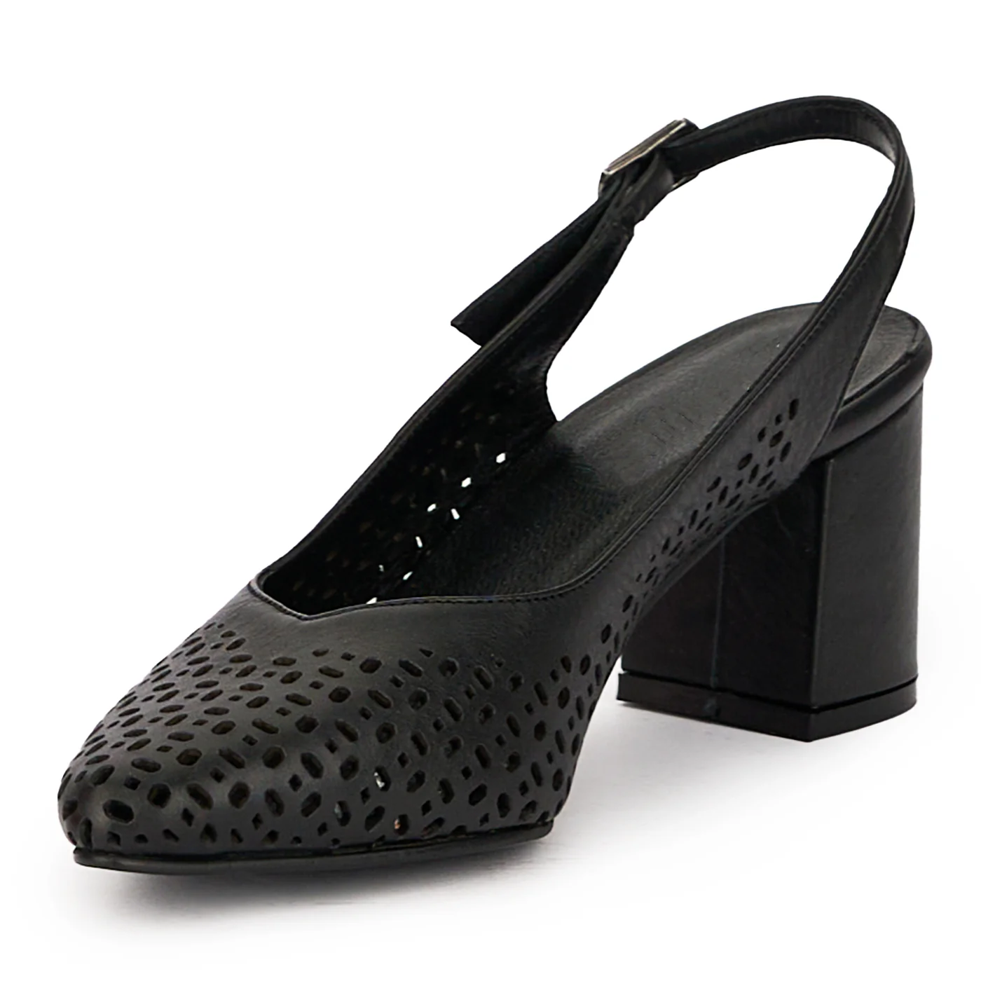 Sandale dama din piele naturala neagra cu toc gros 6.5 cm 15890 - Image 3