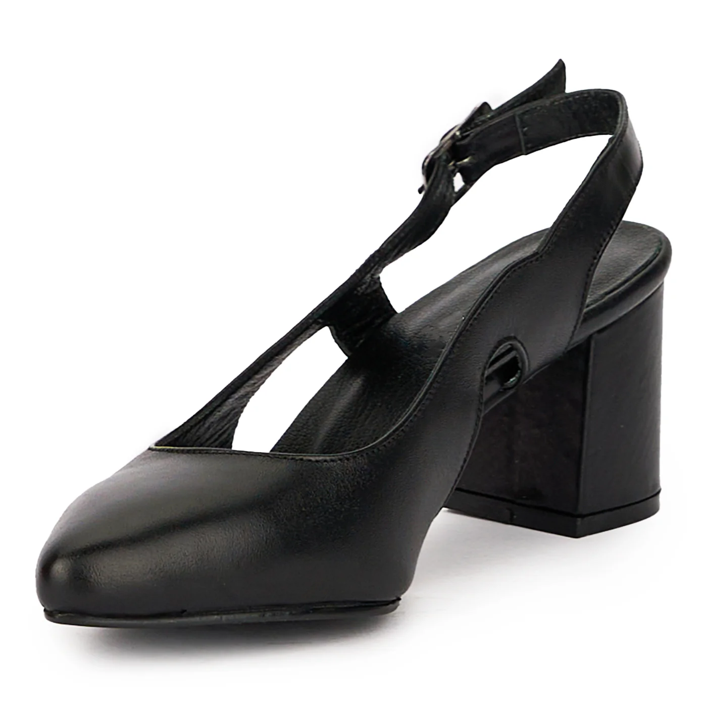 Sandale dama din piele naturala neagra cu toc gros 6.5 cm 15895 - Image 3