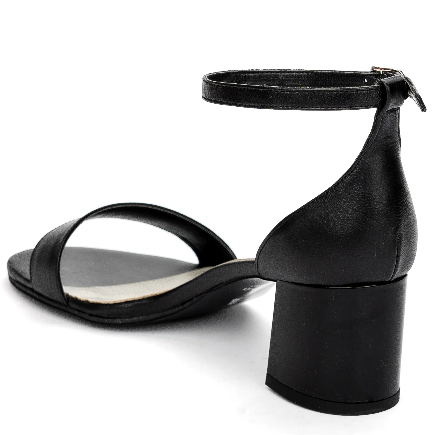 Sandale dama din piele naturala neagra cu toc gros 6 cm 13655 - Image 2