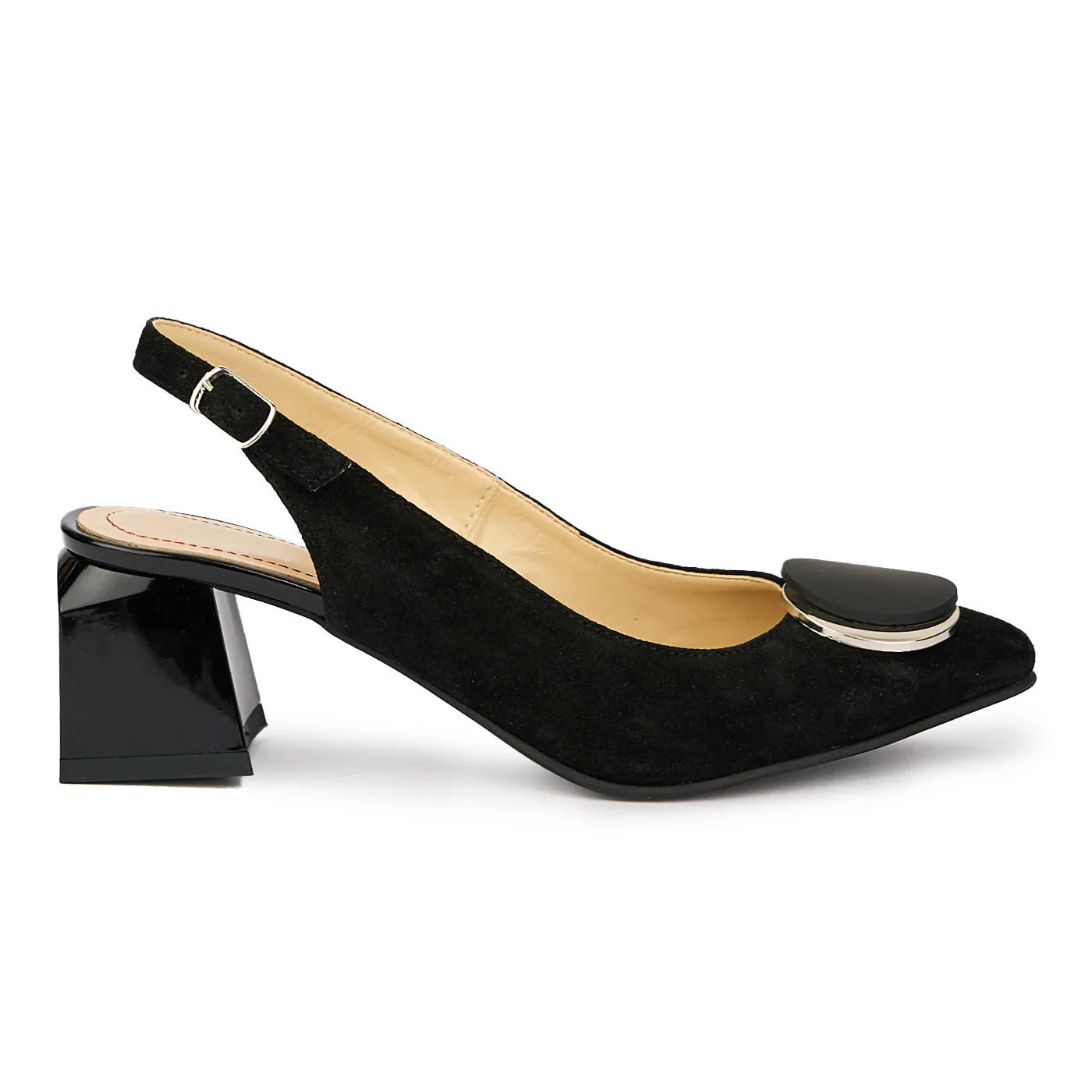 Sandale dama din piele naturala neagra cu toc gros 6 cm 15599