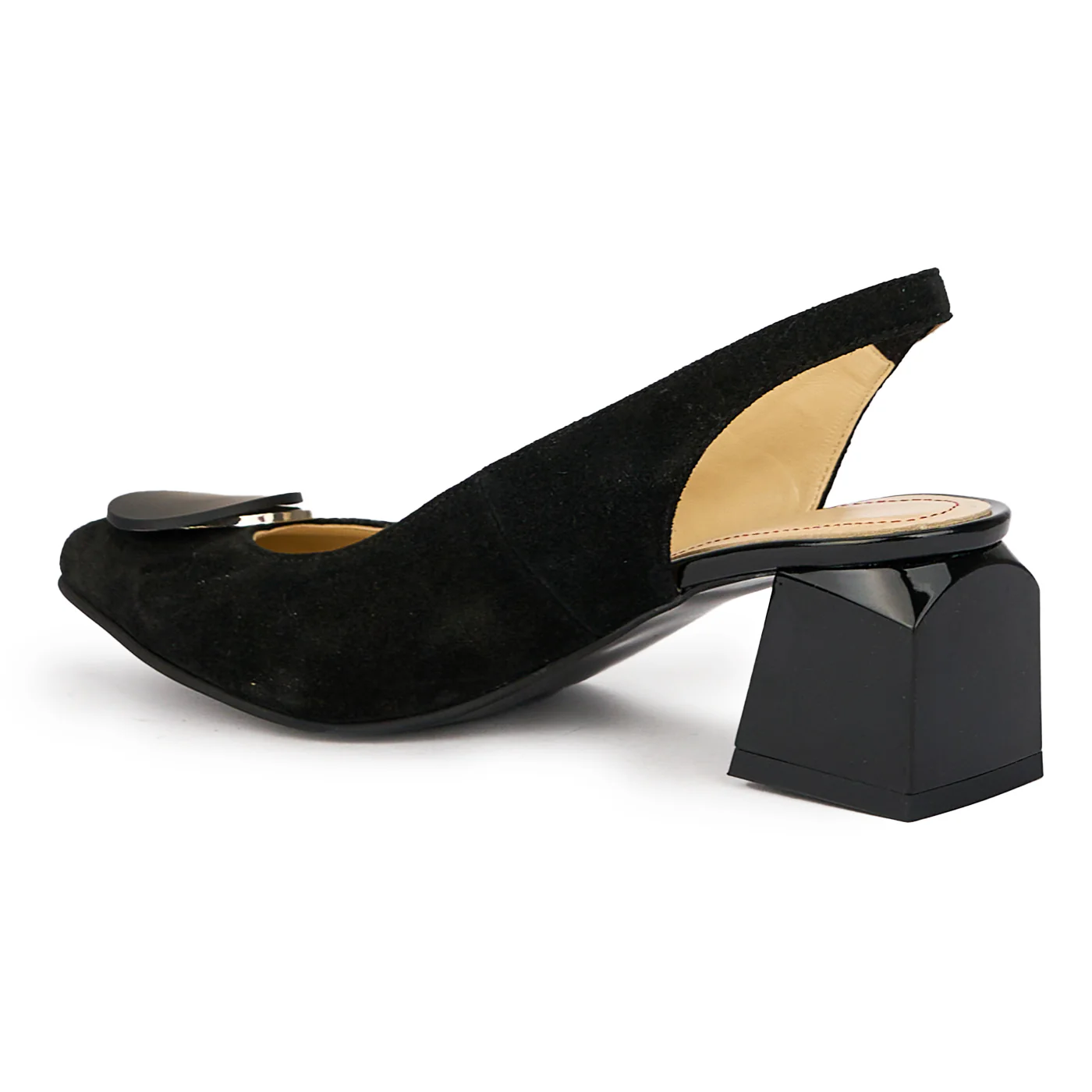Sandale dama din piele naturala neagra cu toc gros 6 cm 15599 - Image 2