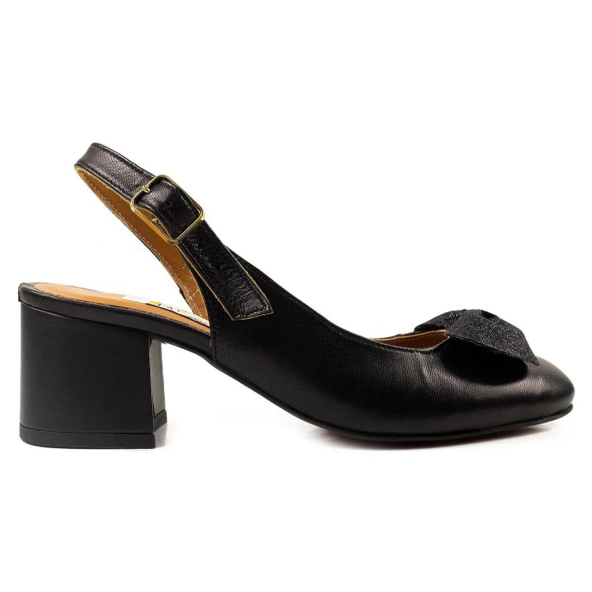 Sandale dama din piele naturala neagra cu toc gros 6 cm 15809