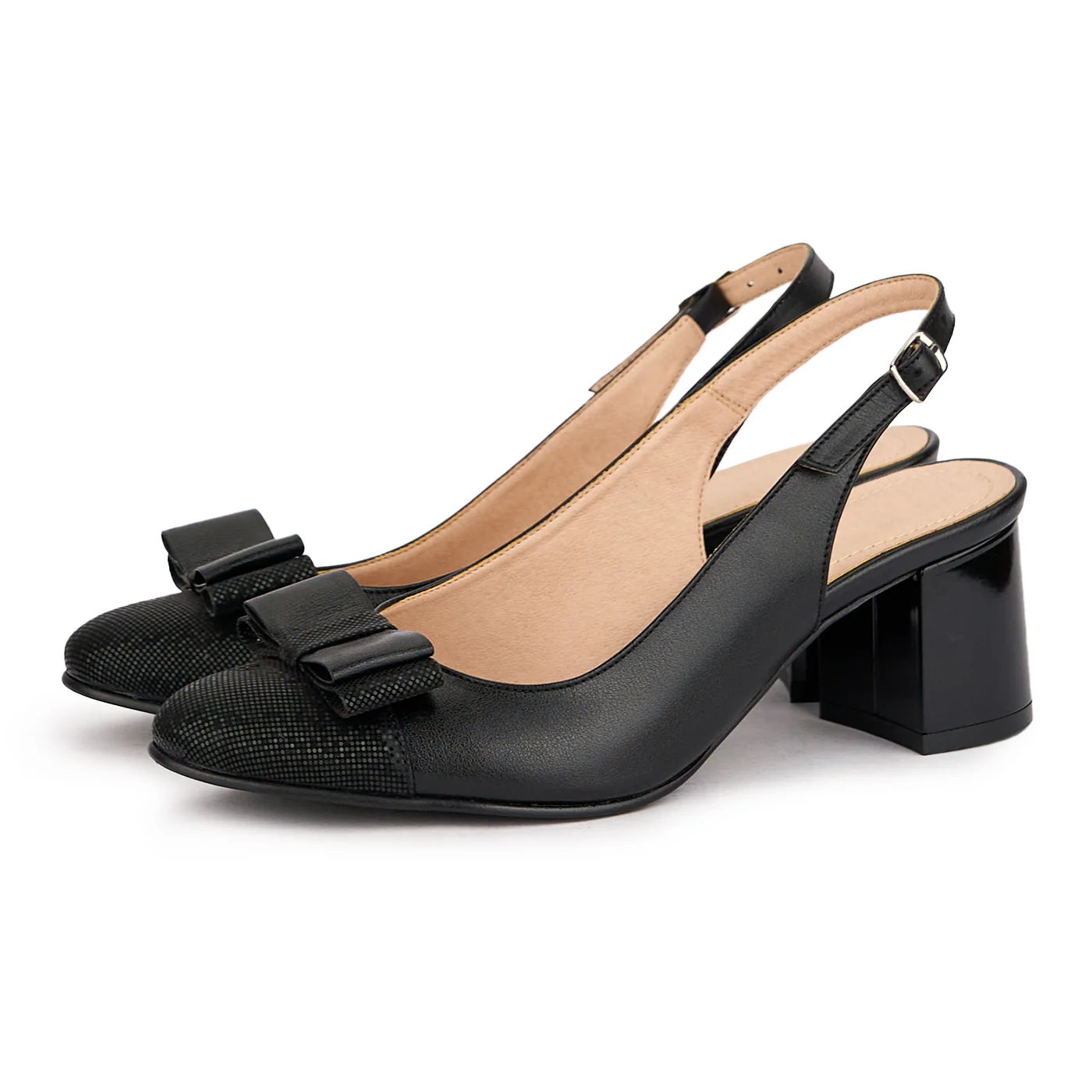 Sandale dama din piele naturala neagra cu toc gros 6 cm 16401 - Image 3