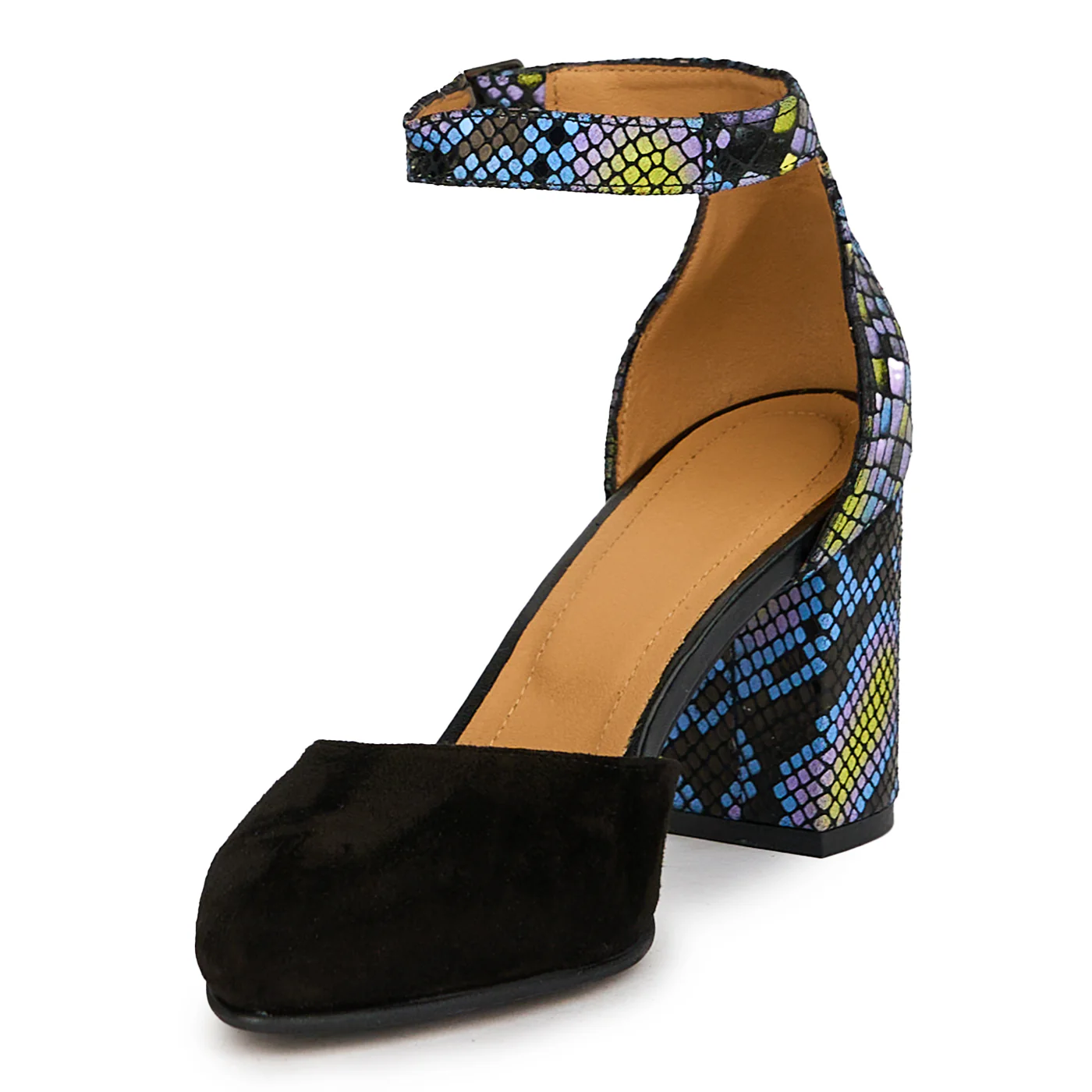 Sandale dama din piele naturala neagra cu toc gros 7.5 cm 14980 - Image 3