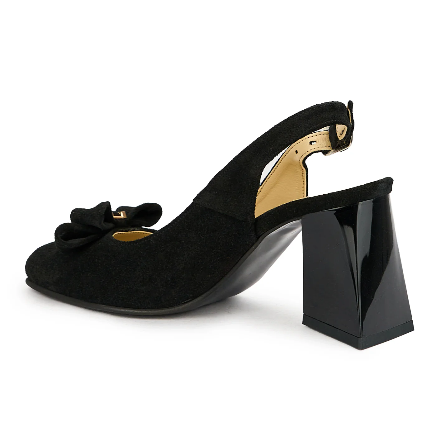 Sandale dama din piele naturala neagra cu toc gros 7.5 cm 15089 - Image 2