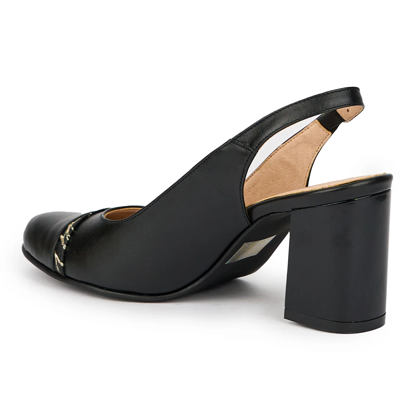 Sandale dama din piele naturala neagra cu toc gros 7.5 cm 15278 - Image 2