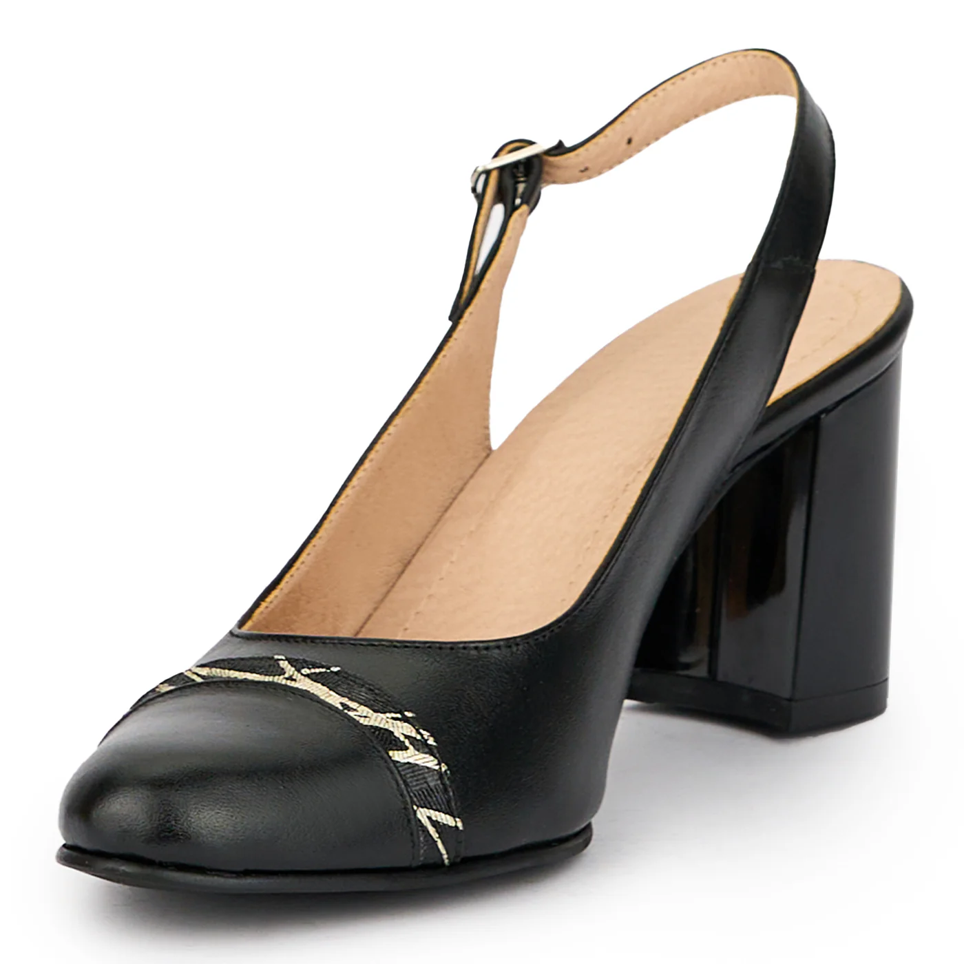 Sandale dama din piele naturala neagra cu toc gros 7.5 cm 15278 - Image 3