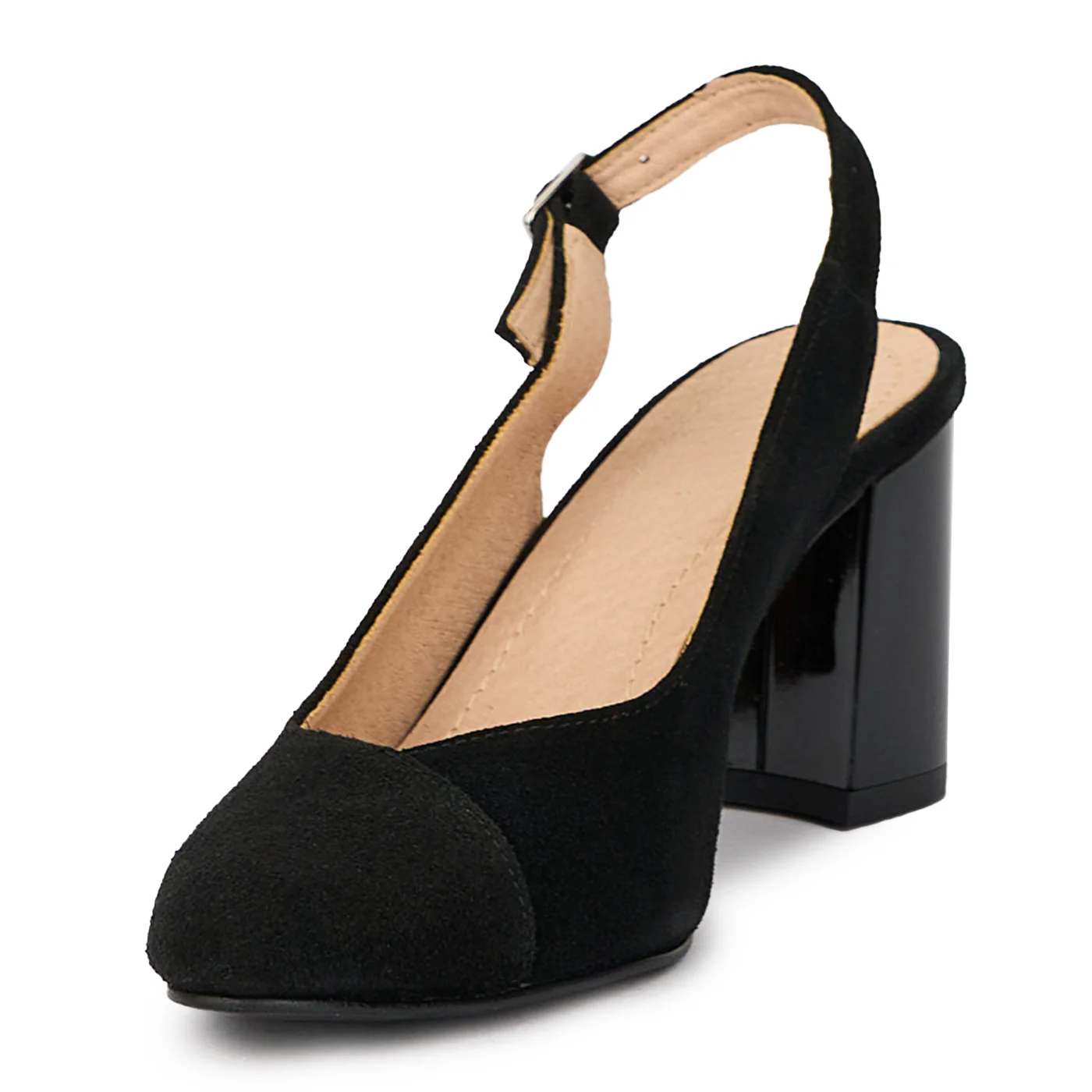 Sandale dama din piele naturala neagra cu toc gros 7.5 cm 15461 - Image 3