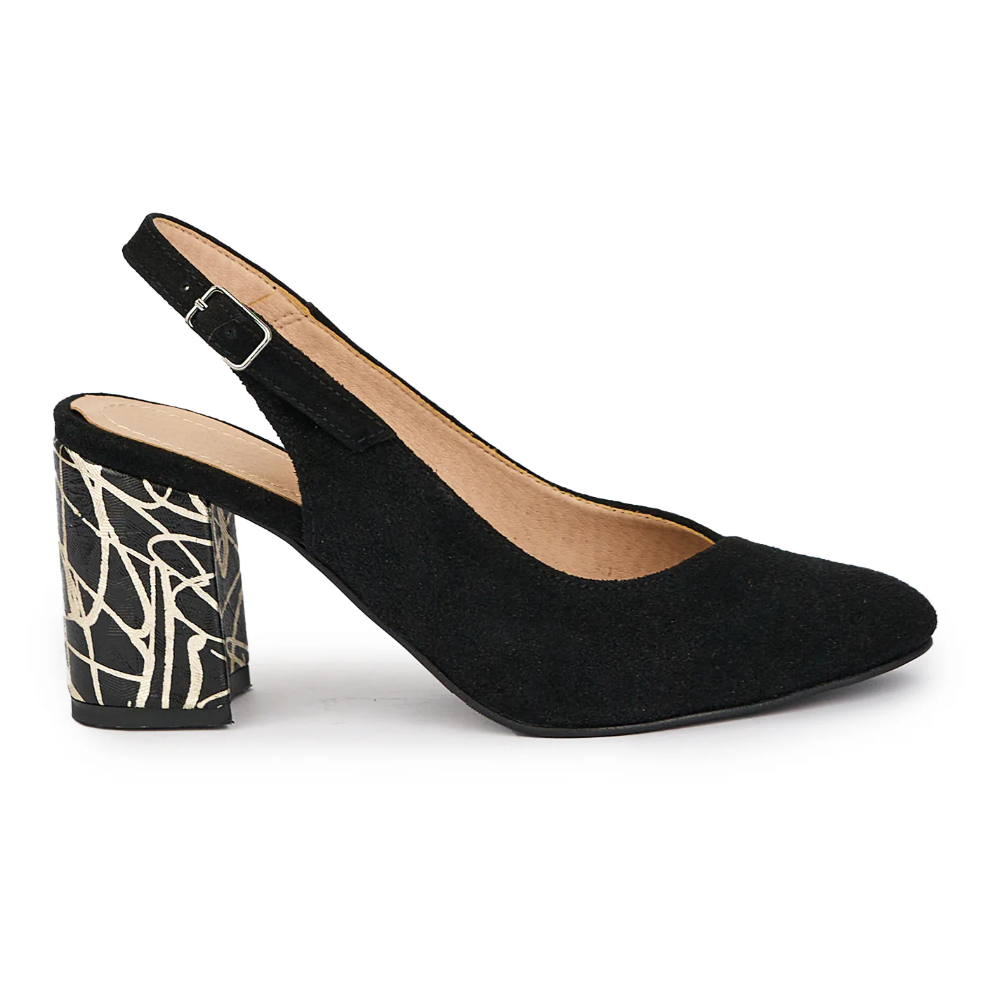 Sandale dama din piele naturala neagra cu toc gros 7.5 cm 15520