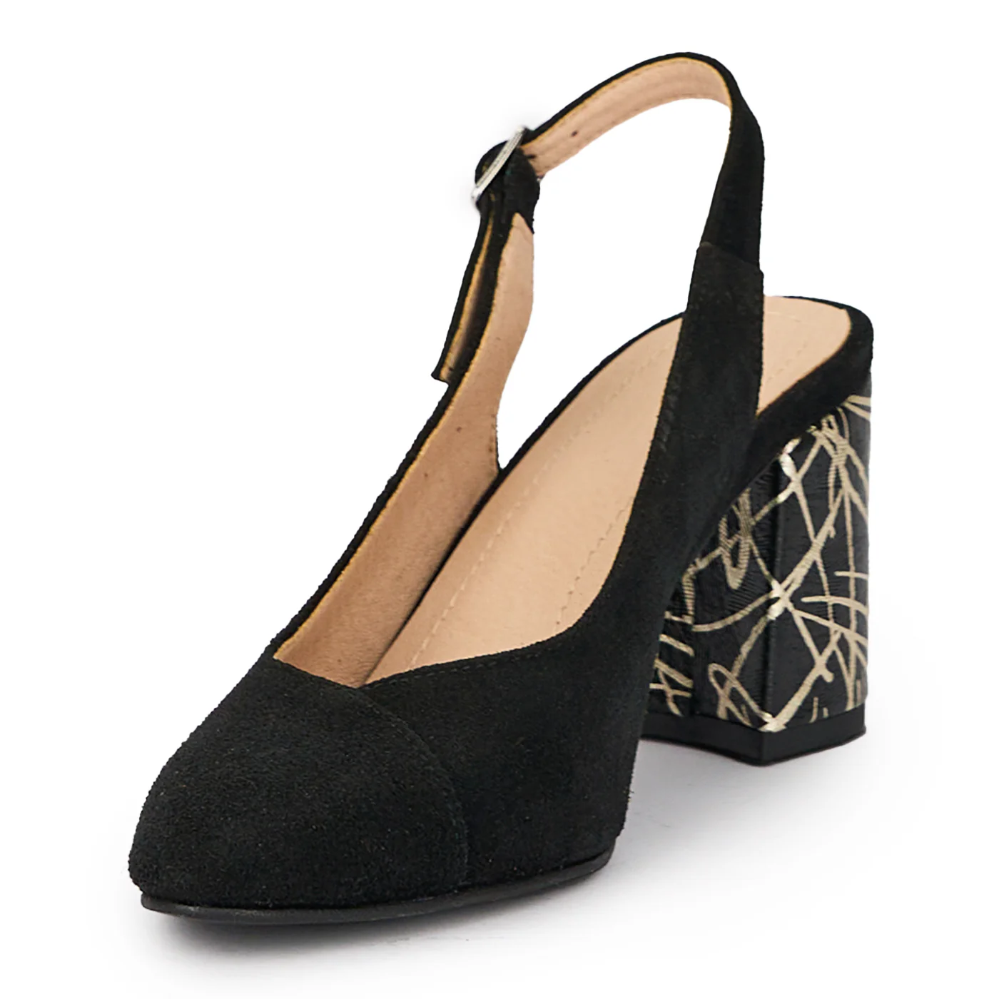 Sandale dama din piele naturala neagra cu toc gros 7.5 cm 15520 - Image 3