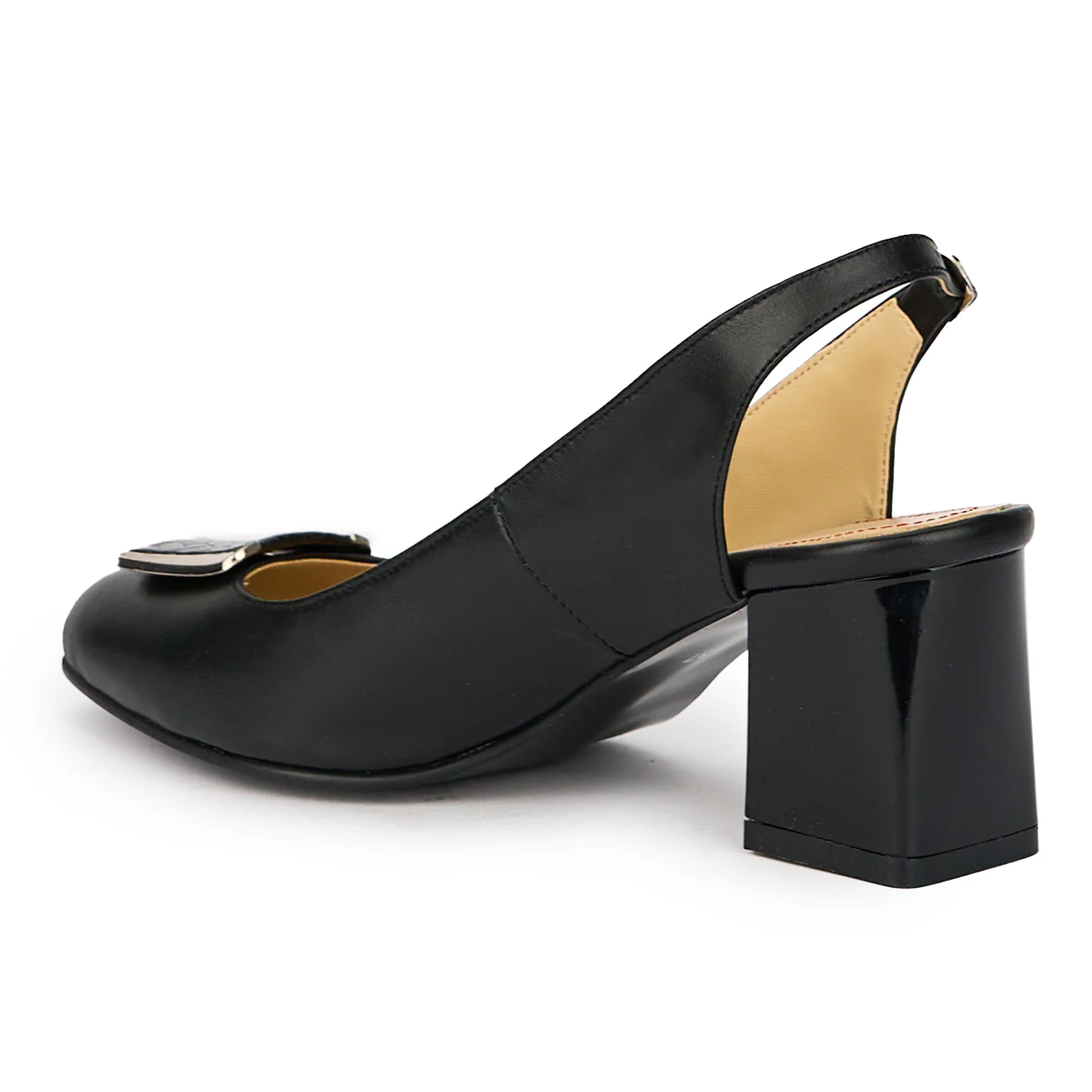 Sandale dama din piele naturala neagra cu toc gros 7.5 cm 15591 - Image 2