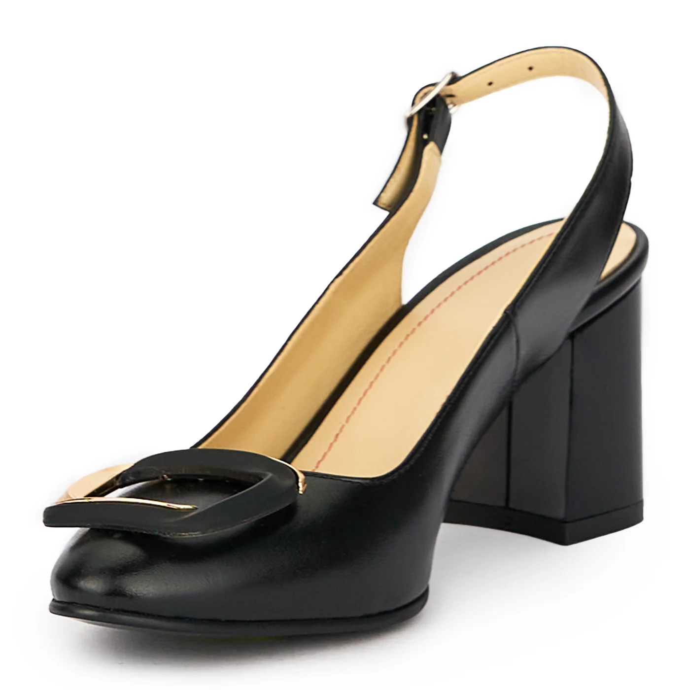 Sandale dama din piele naturala neagra cu toc gros 7.5 cm 15594 - Image 3