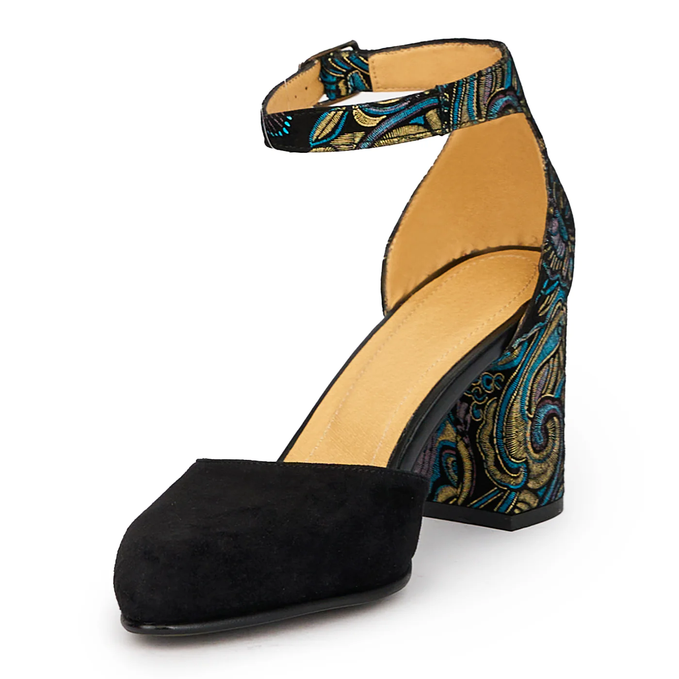 Sandale dama din piele naturala neagra cu toc gros 7 cm 15497 - Image 3