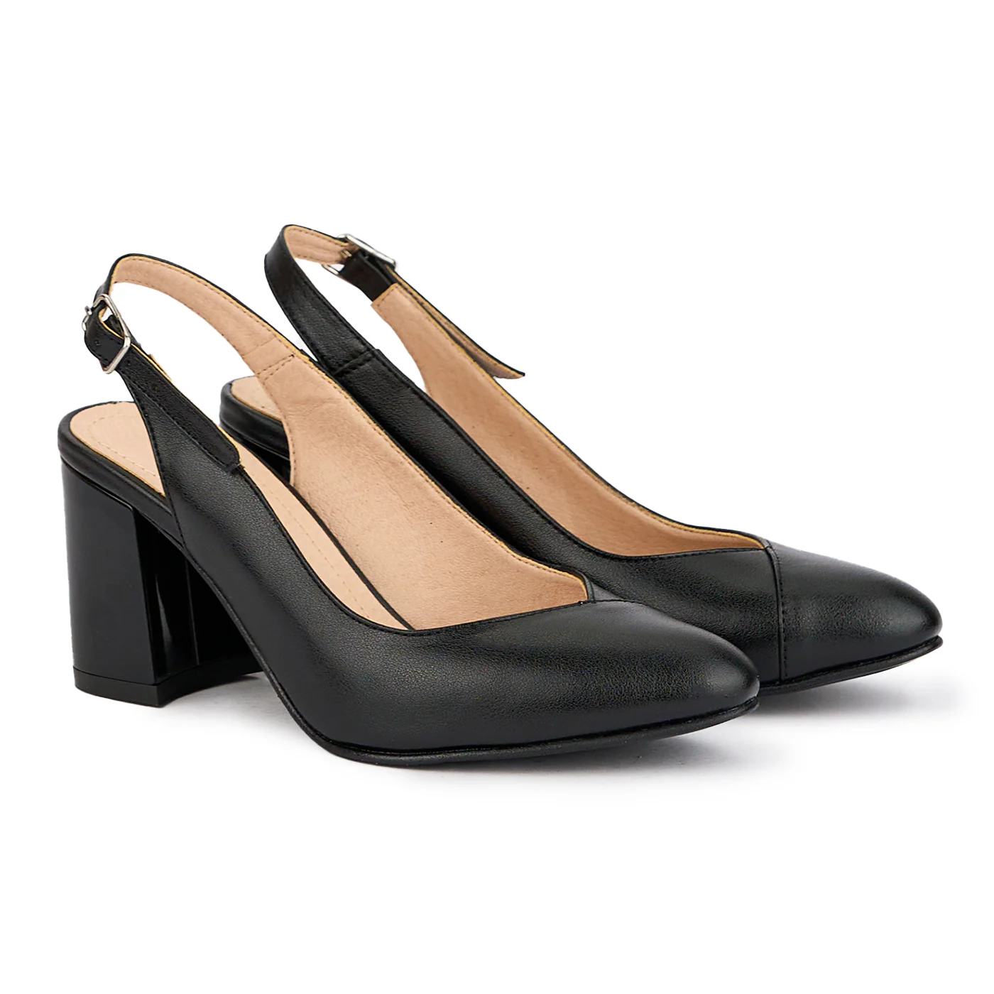 Sandale dama din piele naturala neagra cu toc gros 7 cm 16284 - Image 2