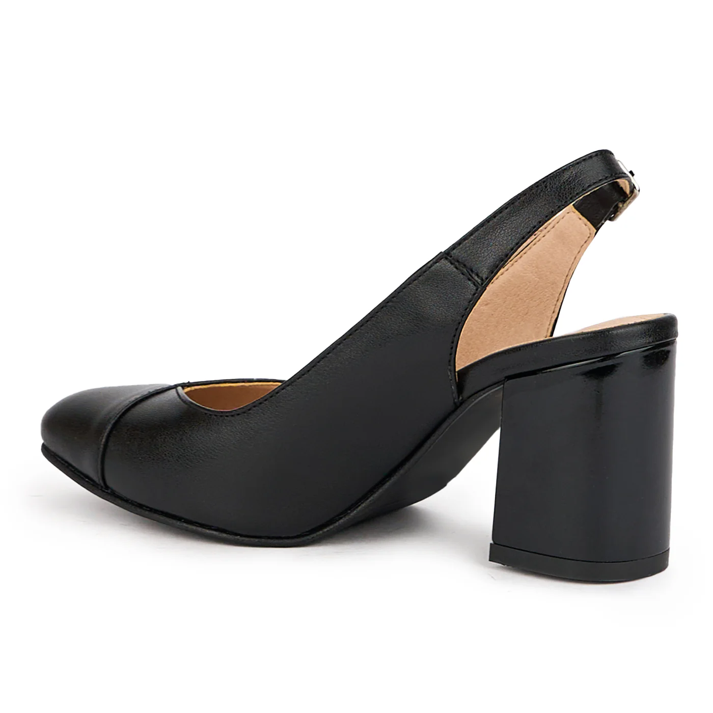 Sandale dama din piele naturala neagra cu toc gros 7 cm 16284 - Image 3
