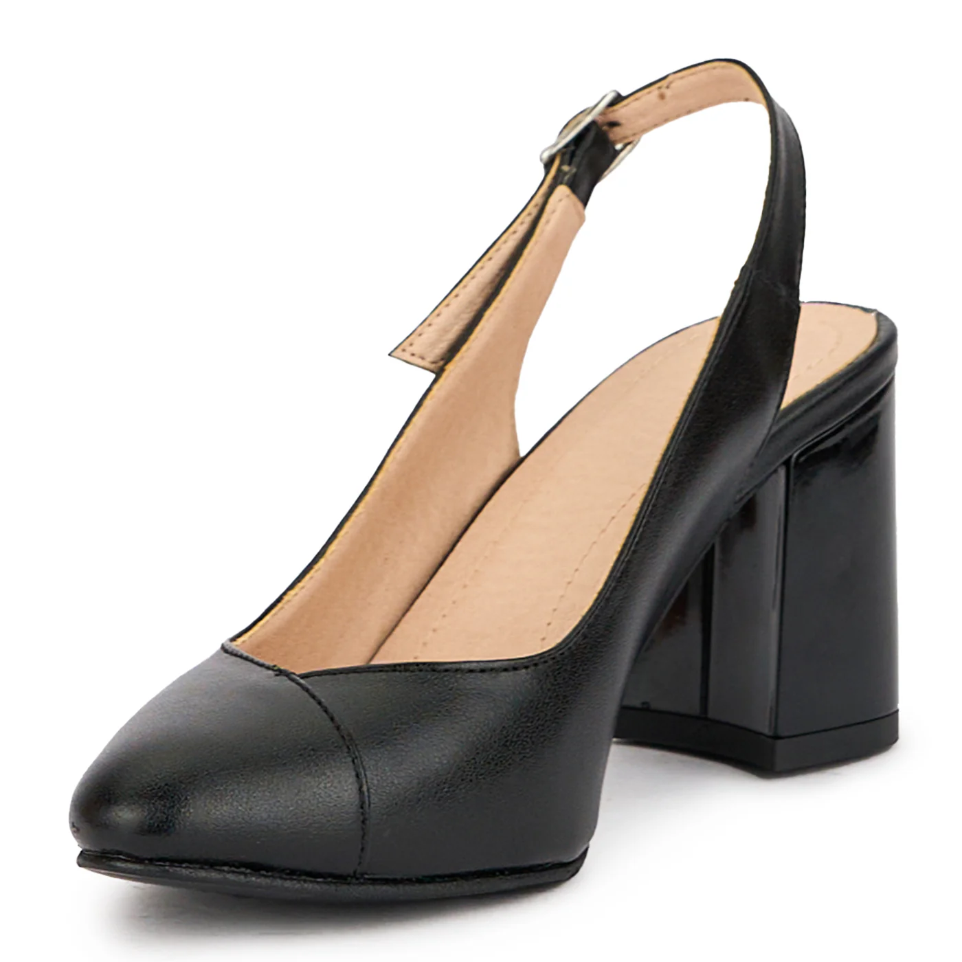 Sandale dama din piele naturala neagra cu toc gros 7 cm 16284 - Image 4