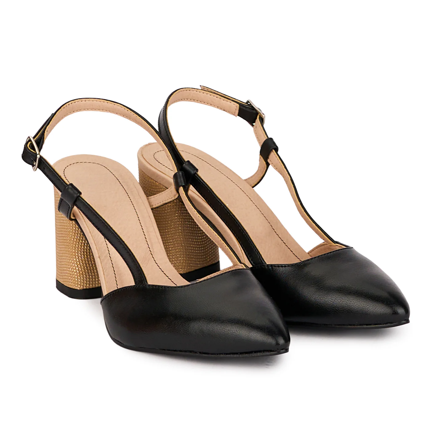 Sandale dama din piele naturala neagra cu toc gros 7 cm 18623 - Image 4