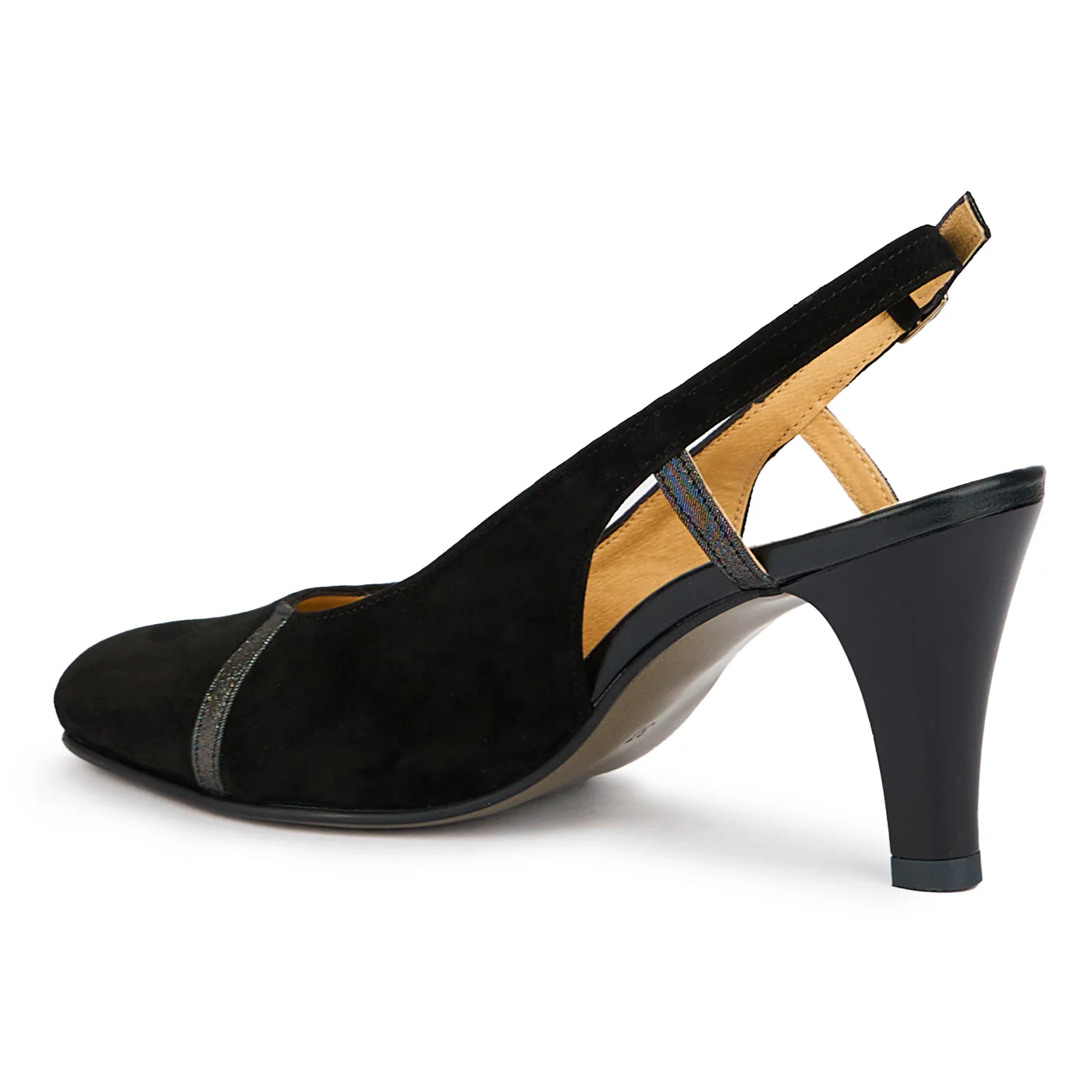 Sandale dama din piele naturala neagra cu toc gros 8 cm 15216 - Image 2