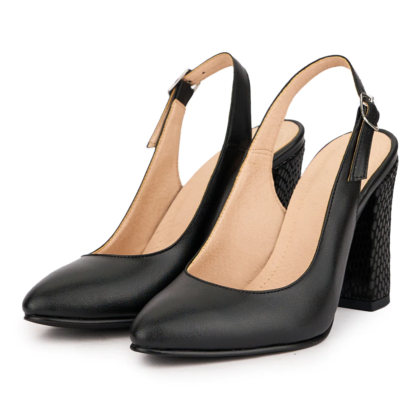 Sandale dama din piele naturala neagra cu toc gros 9.5 cm 16421 - Image 3