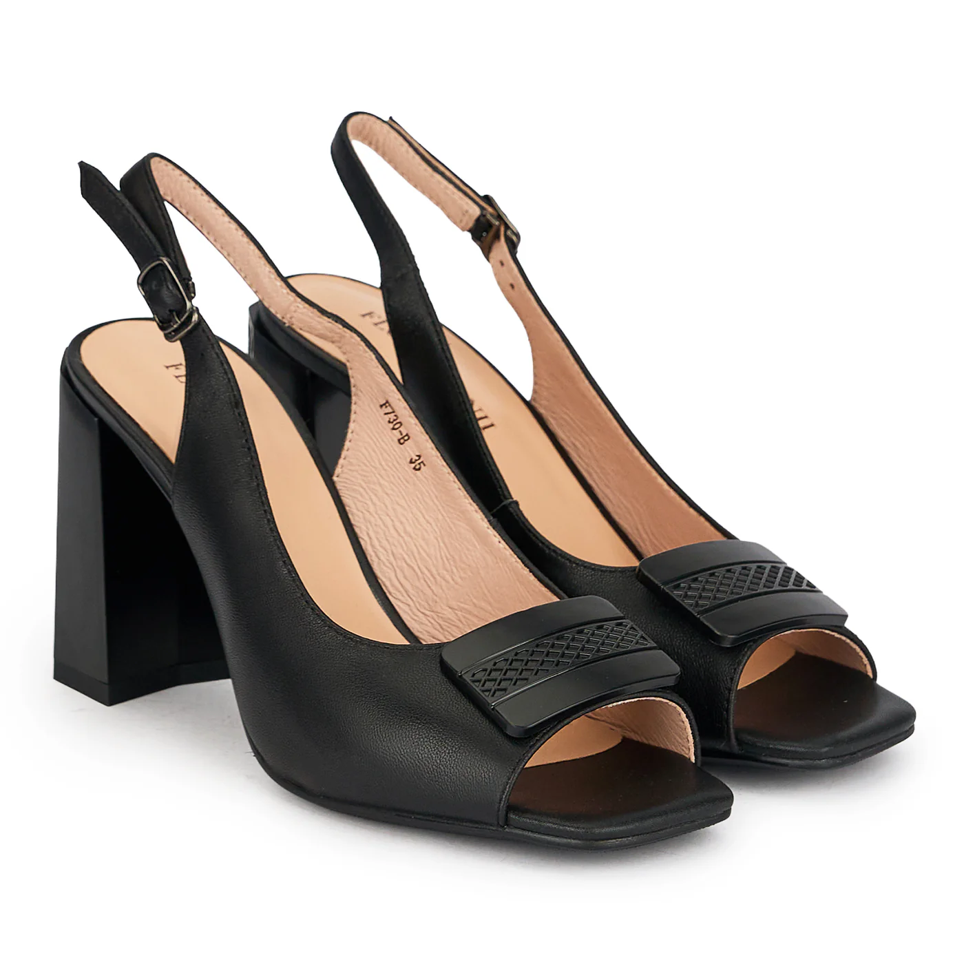 Sandale dama din piele naturala neagra cu toc gros 9.5 cm 19929 - Image 5