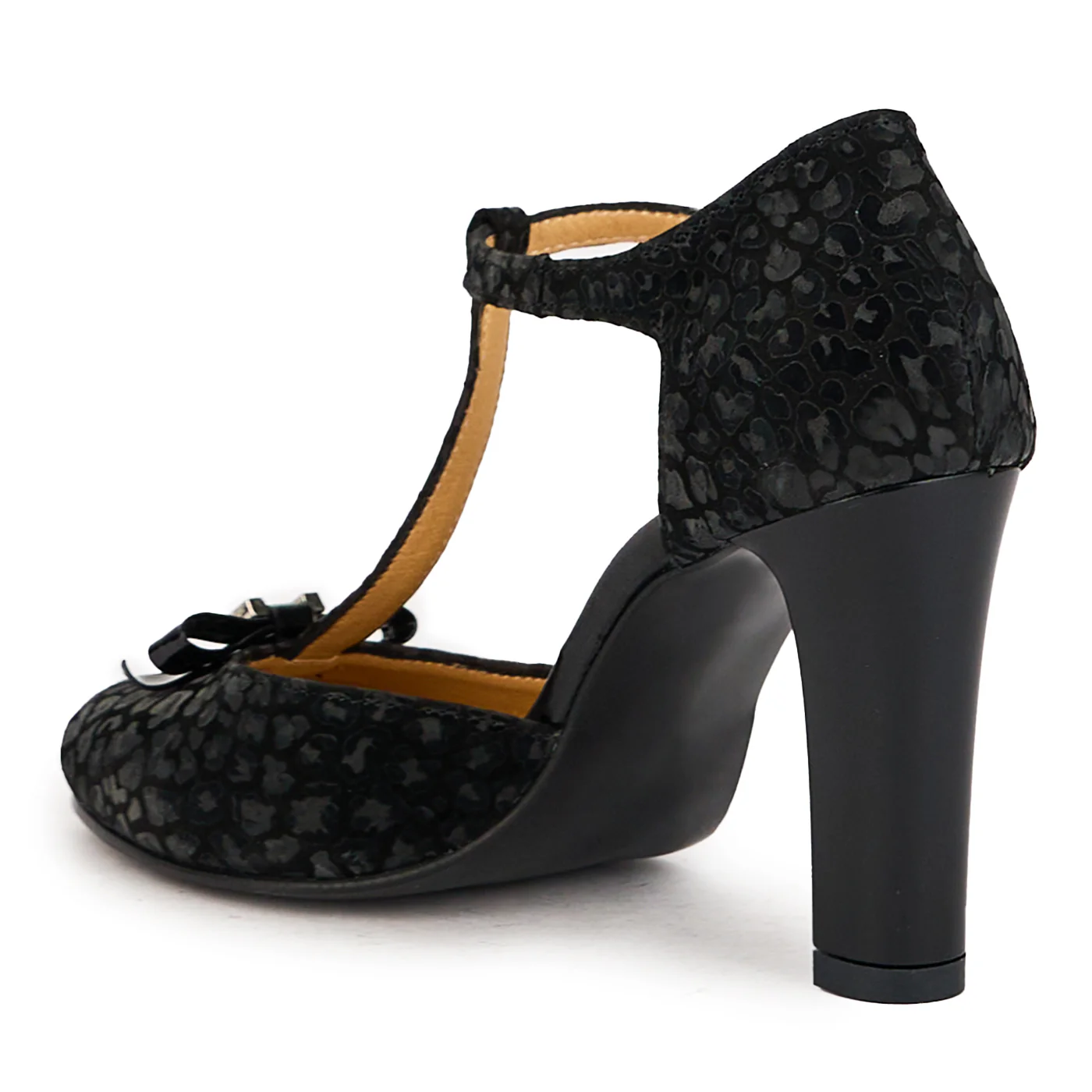 Sandale dama din piele naturala neagra cu toc gros 9 cm 17314 - Image 2