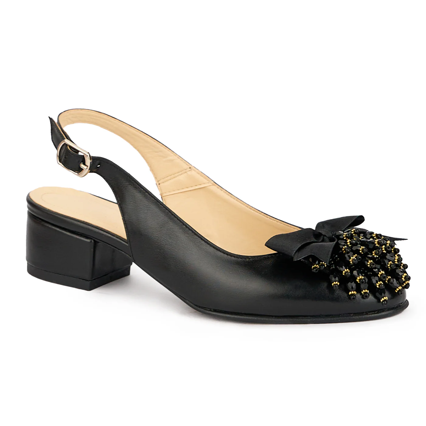 Sandale dama din piele naturala neagra cu toc mic 3.5 cm 16360 - Image 3