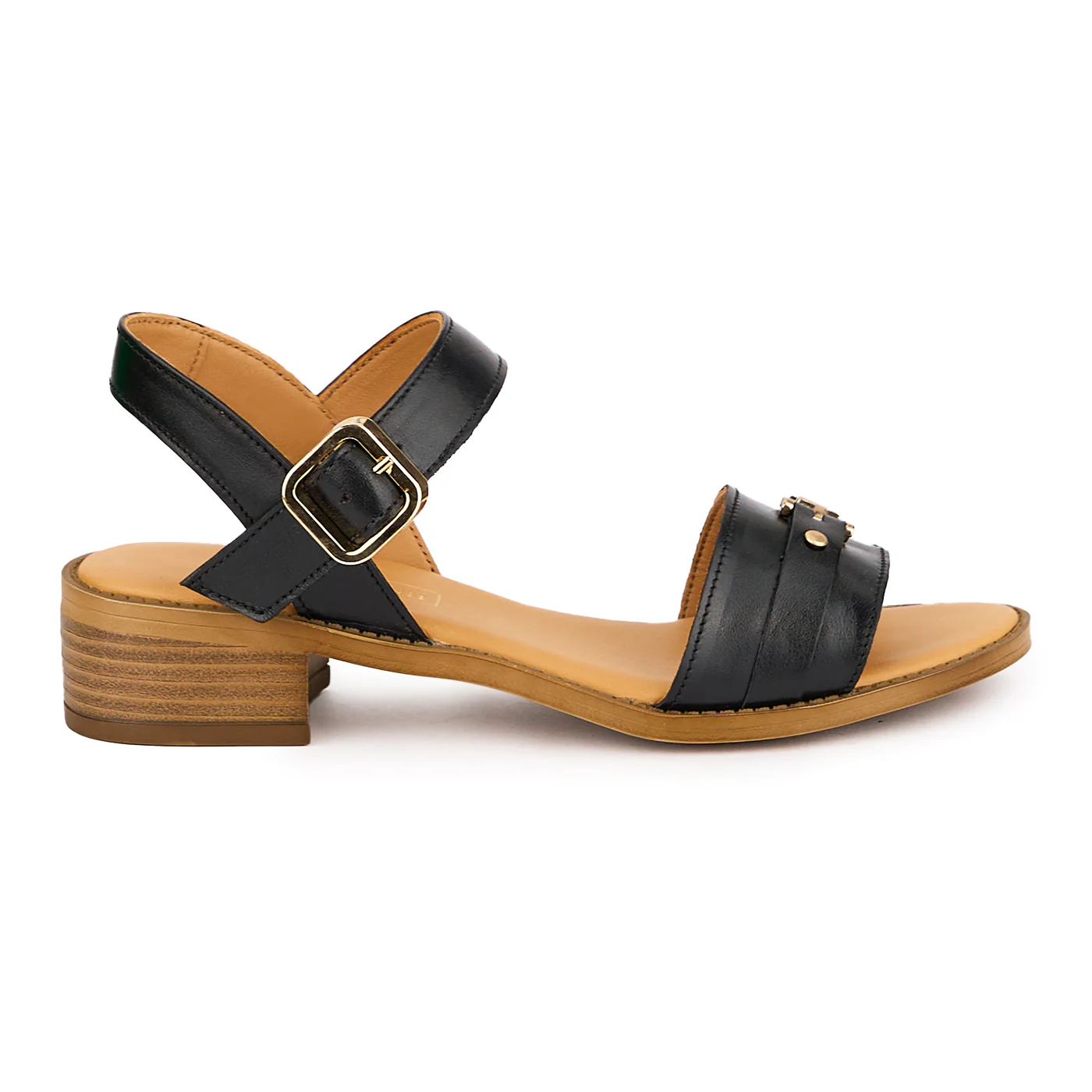 Sandale dama din piele naturala neagra cu toc mic 3.5 cm 16370