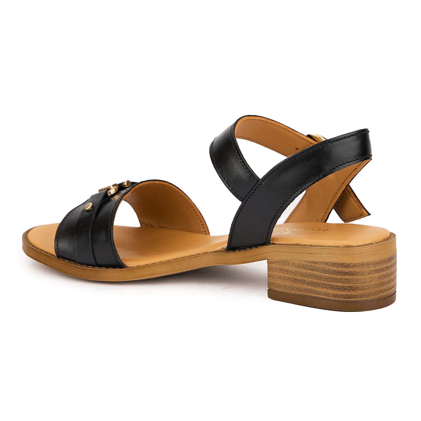 Sandale dama din piele naturala neagra cu toc mic 3.5 cm 16370 - Image 2