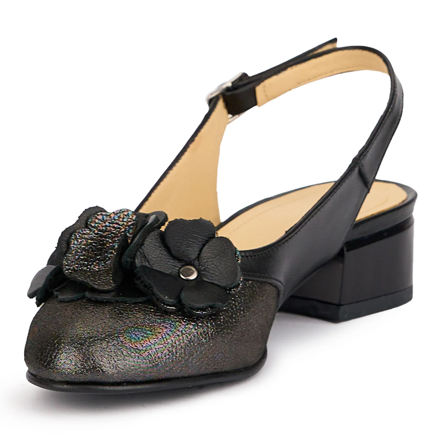 Sandale dama din piele naturala neagra cu toc mic 3.5 cm 16955 - Image 3