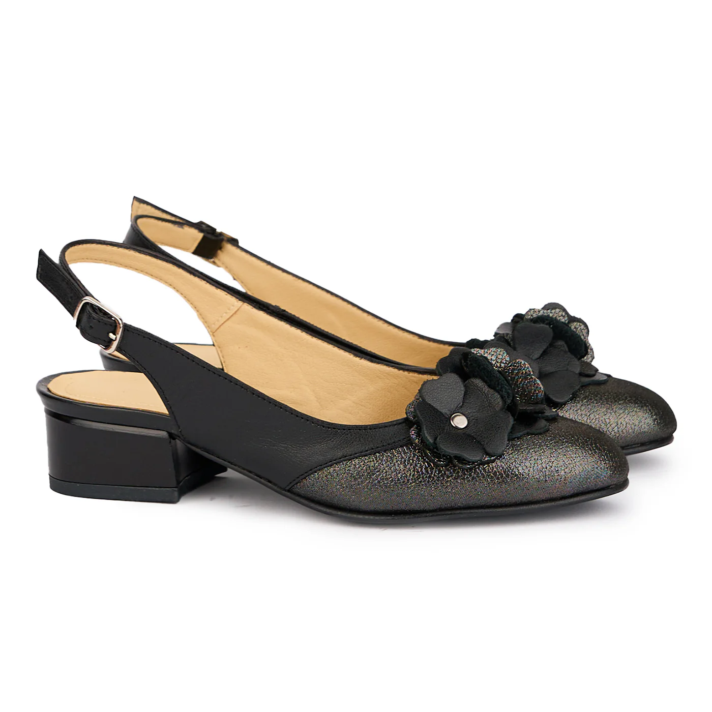Sandale dama din piele naturala neagra cu toc mic 3.5 cm 16955 - Image 4