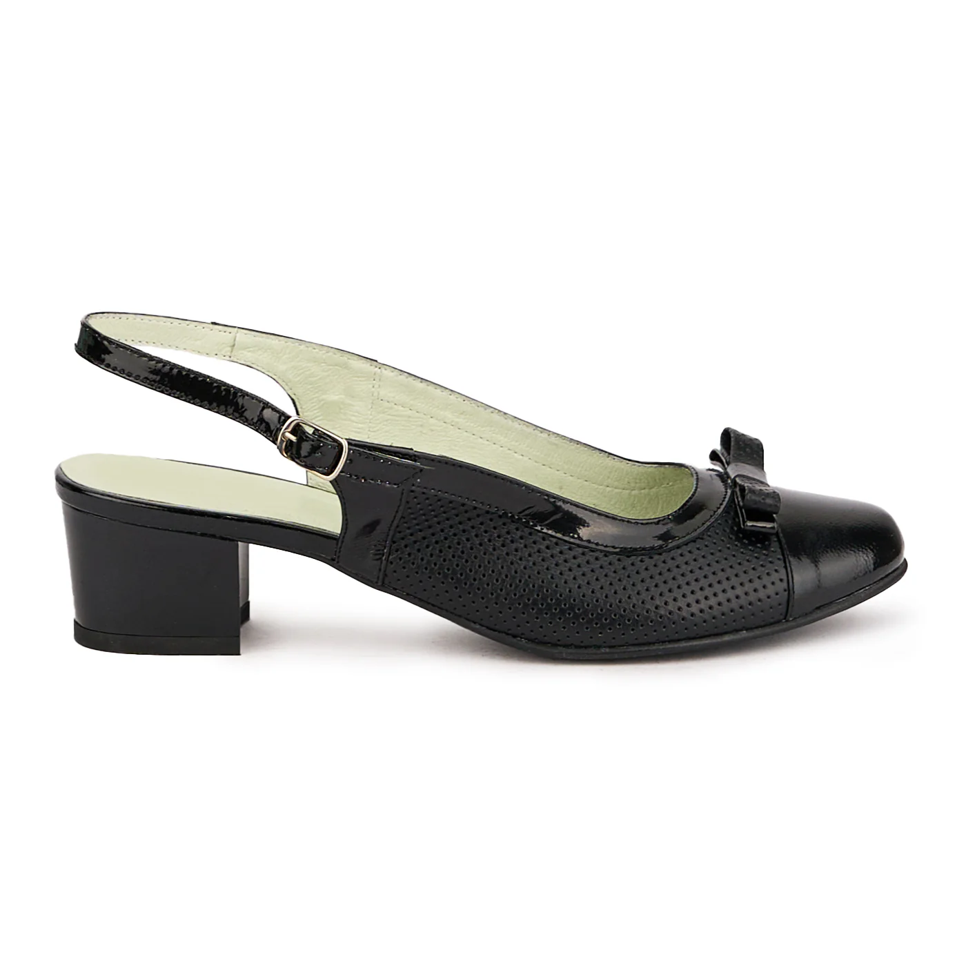 Sandale dama din piele naturala neagra cu toc mic 4.5 cm 16778
