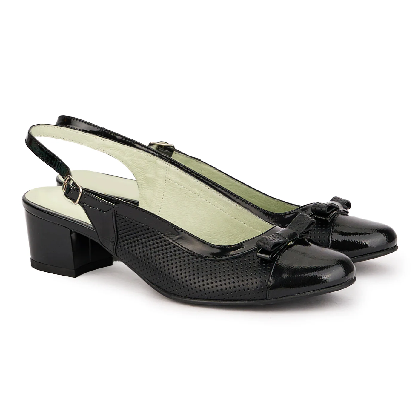 Sandale dama din piele naturala neagra cu toc mic 4.5 cm 16778 - Image 4