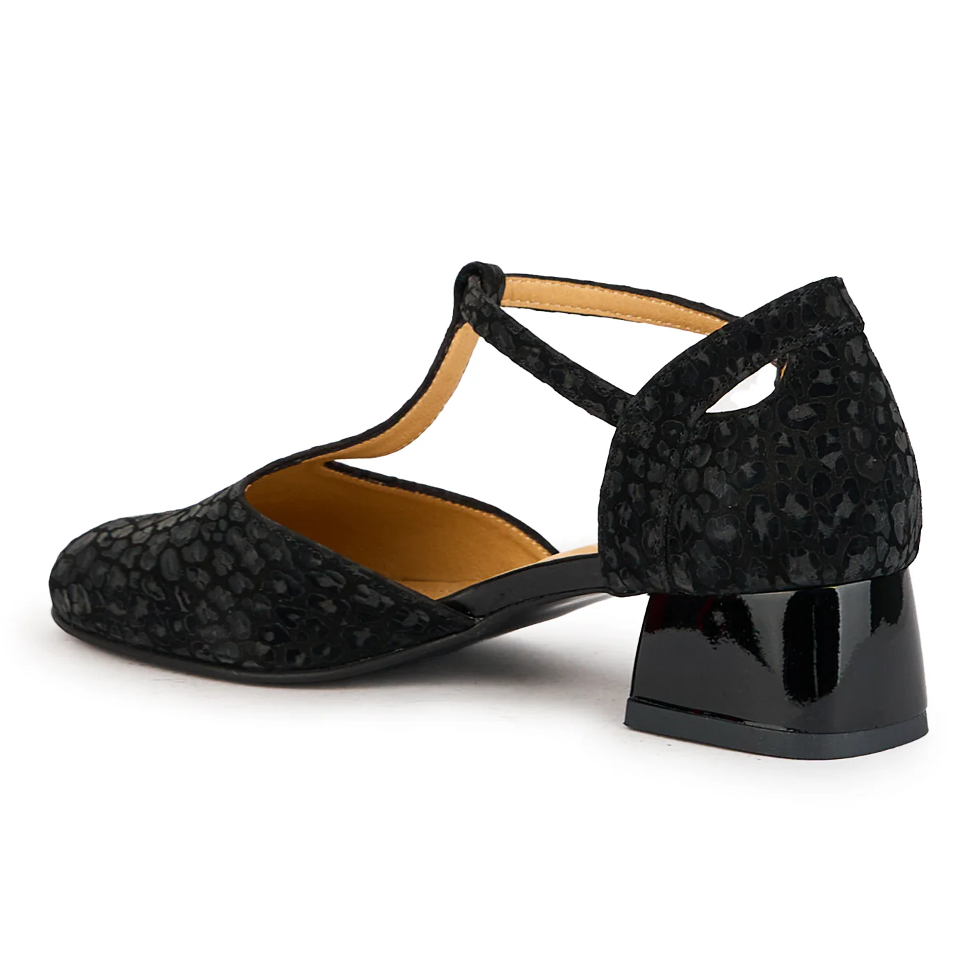 Sandale dama din piele naturala neagra cu toc mic 4 cm 17312 - Image 2