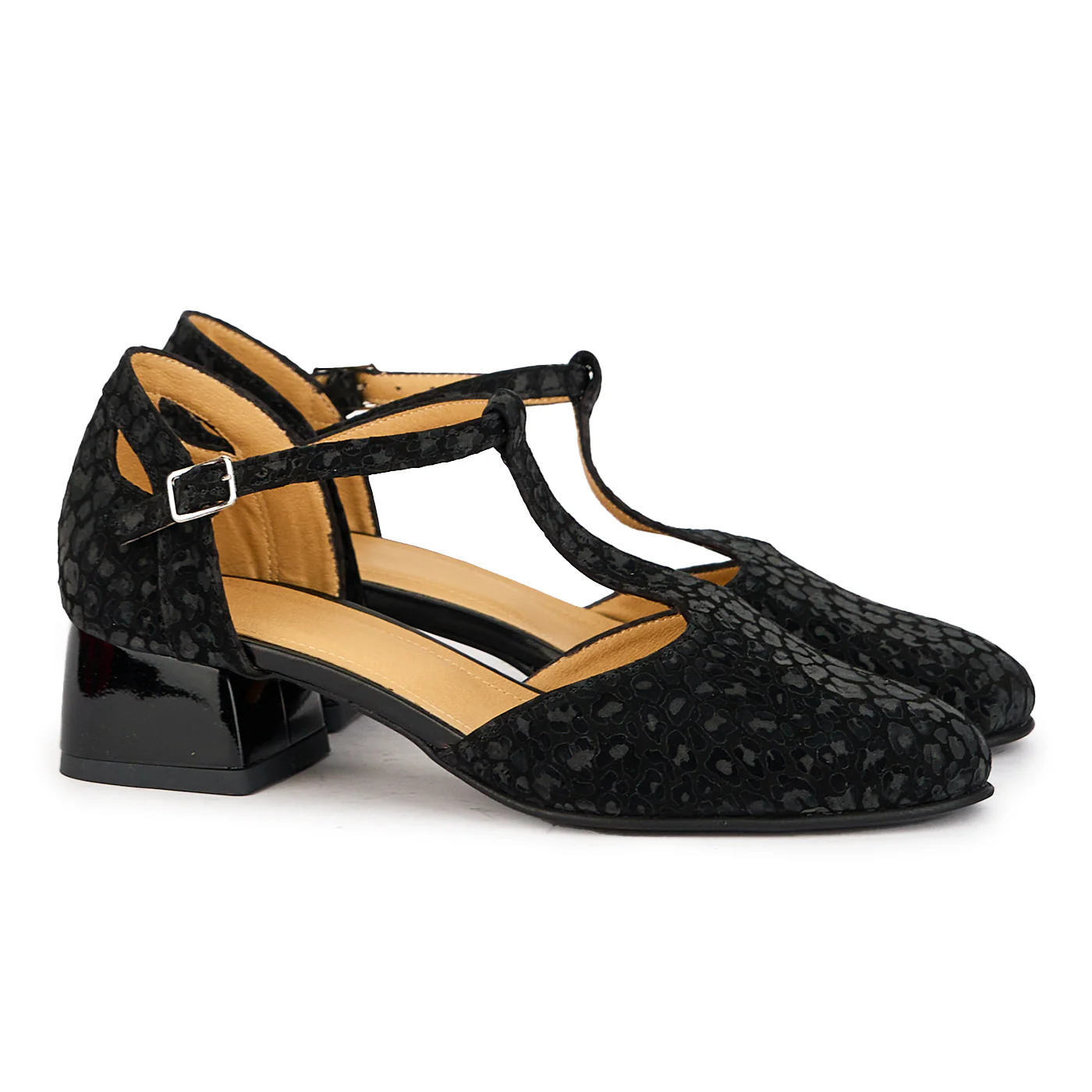 Sandale dama din piele naturala neagra cu toc mic 4 cm 17312 - Image 4