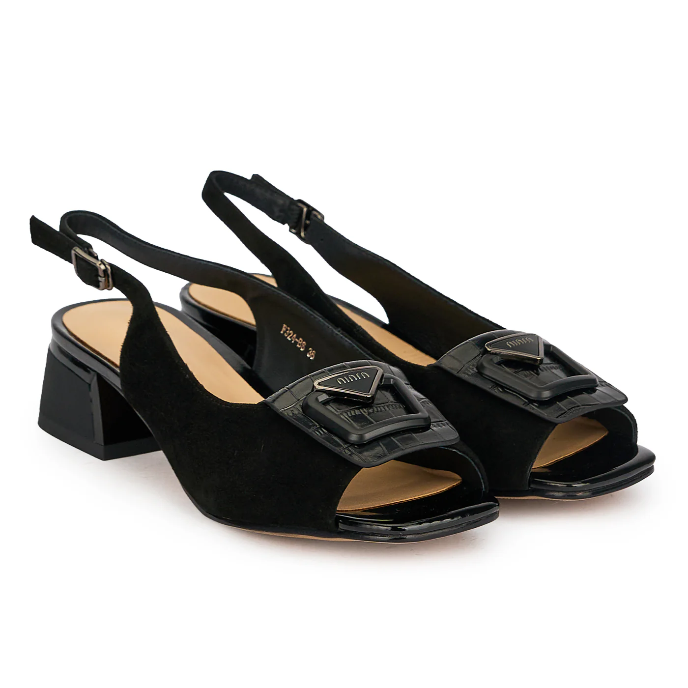 Sandale dama din piele naturala neagra cu toc mic 4 cm 19922 - Image 4