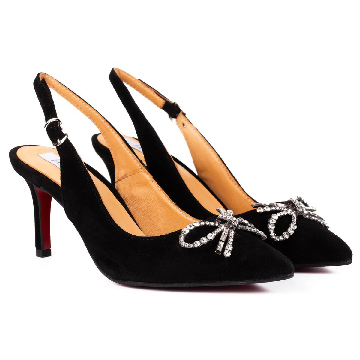 Sandale dama din piele naturala neagra cu toc subtire 7.5 cm 15790 - Image 3