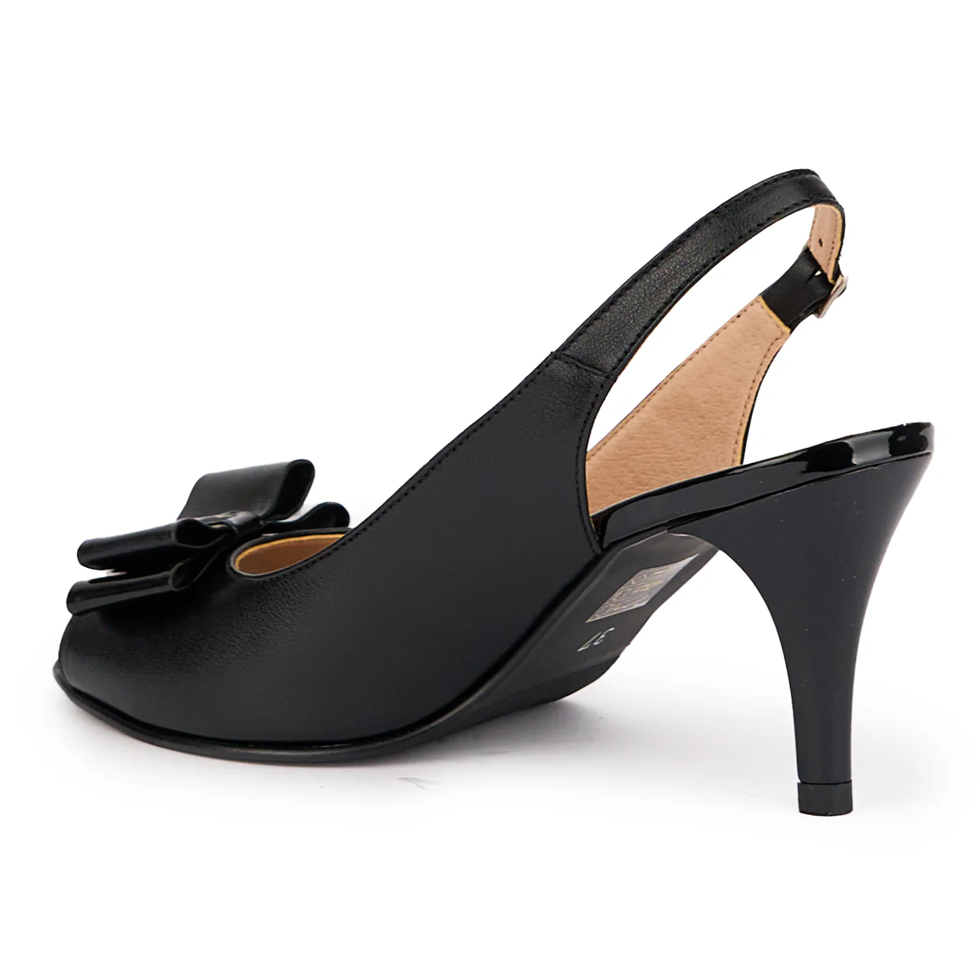 Sandale dama din piele naturala neagra cu toc subtire 8 cm 16904 - Image 2