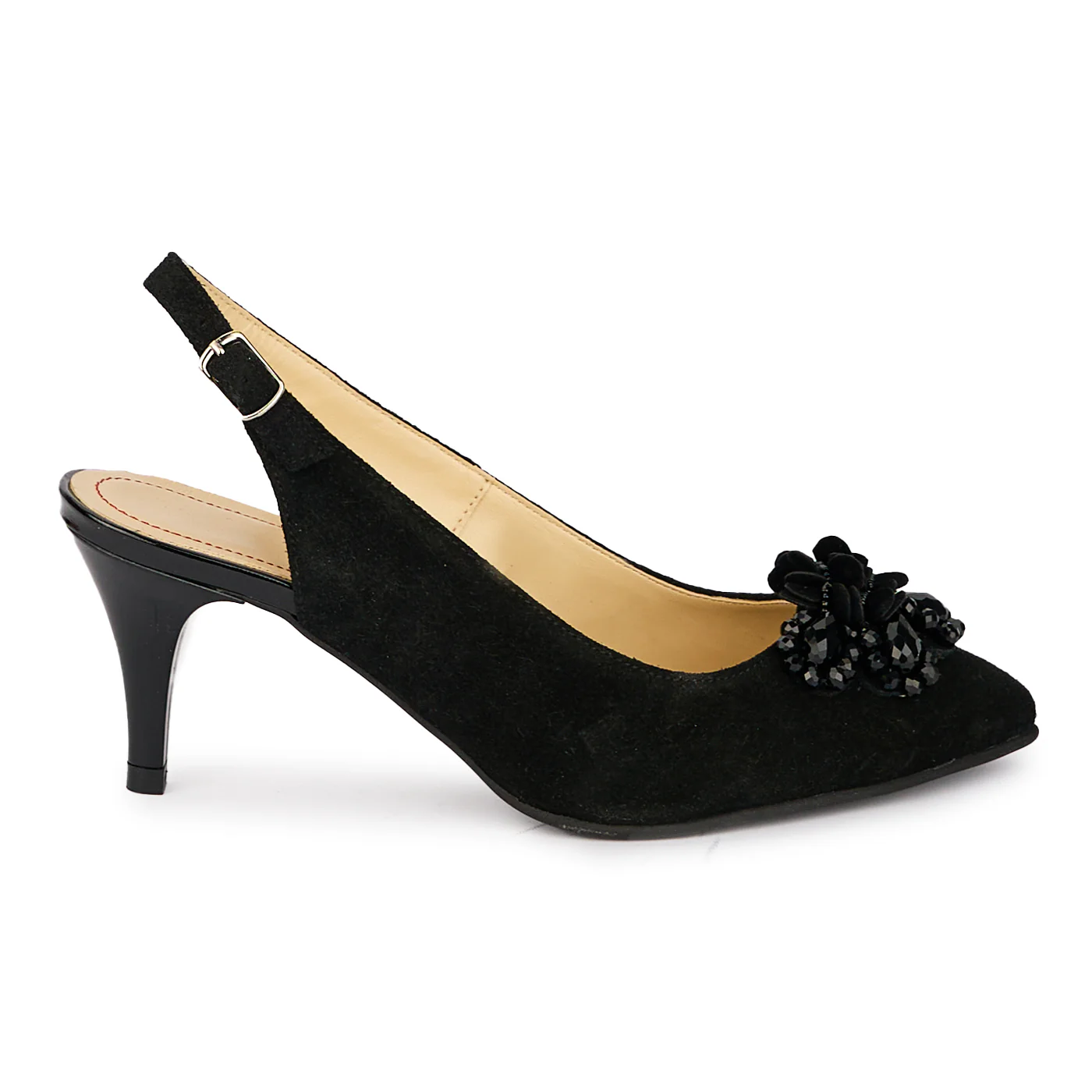 Sandale dama din piele naturala neagra cu toc subtire 8 cm 18065