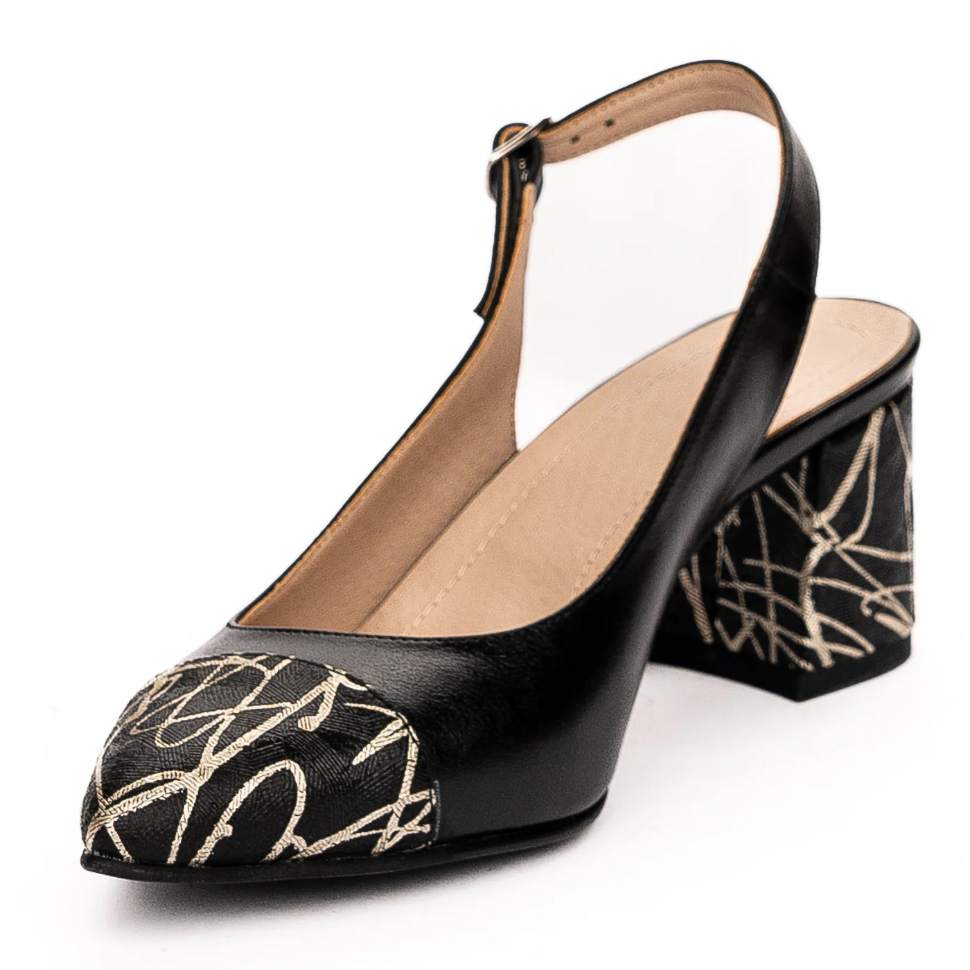 Sandale dama din piele naturala neagra toc 6cm 13253 - Image 3