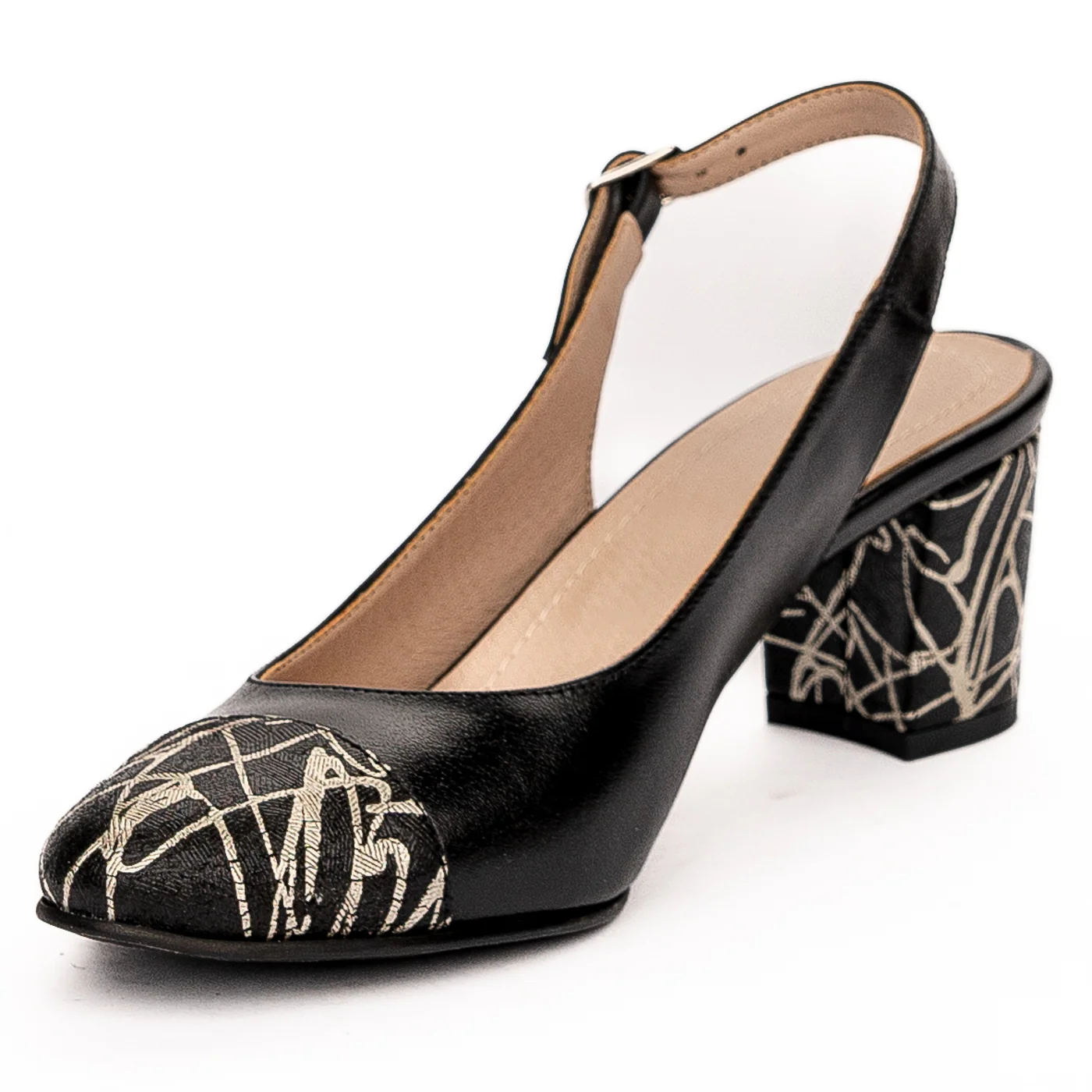 Sandale dama din piele naturala neagra toc 6cm 13254 - Image 3