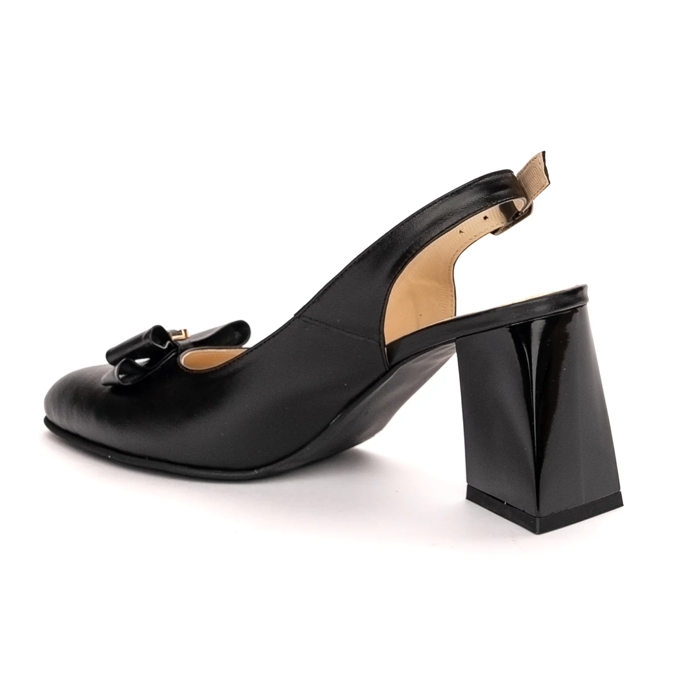 Sandale dama din piele naturala neagra toc gros 13374 - Image 2