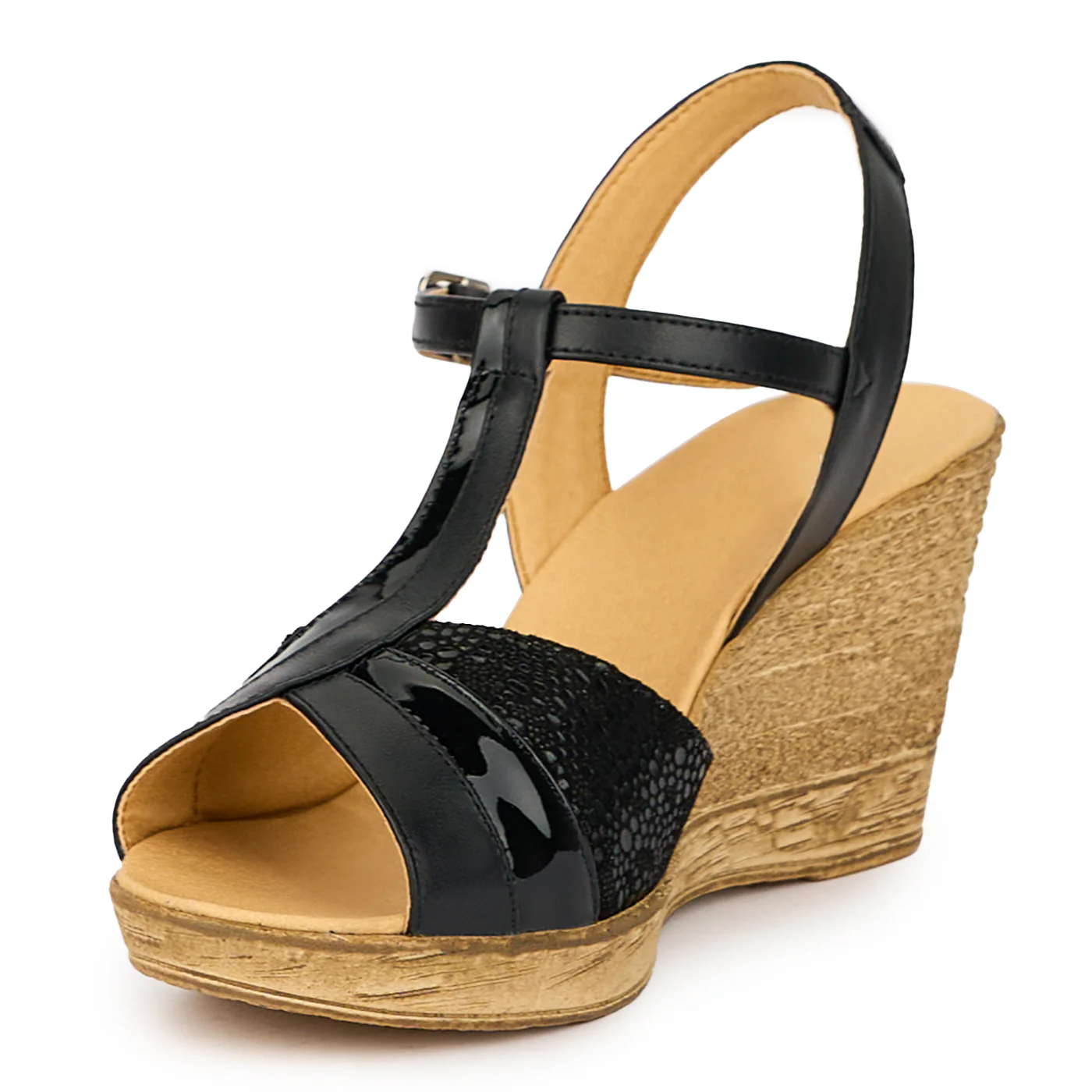 Sandale dama din piele naturala negru cu platforma 8 cm 15299 - Image 3