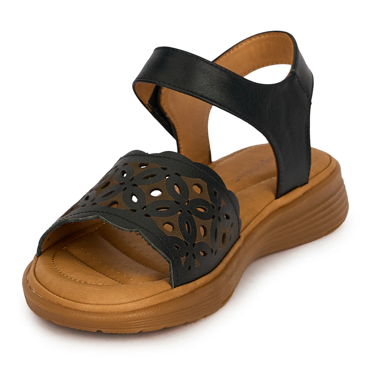 Sandale dama din piele naturala perfoarata neagra 19727 - Image 3