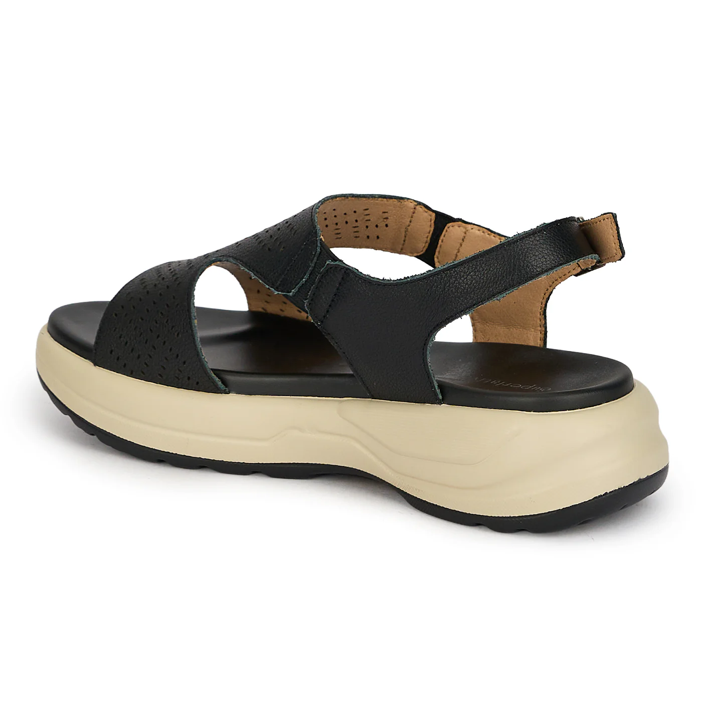 Sandale dama din piele naturala perfoarata neagra 19731 - Image 2