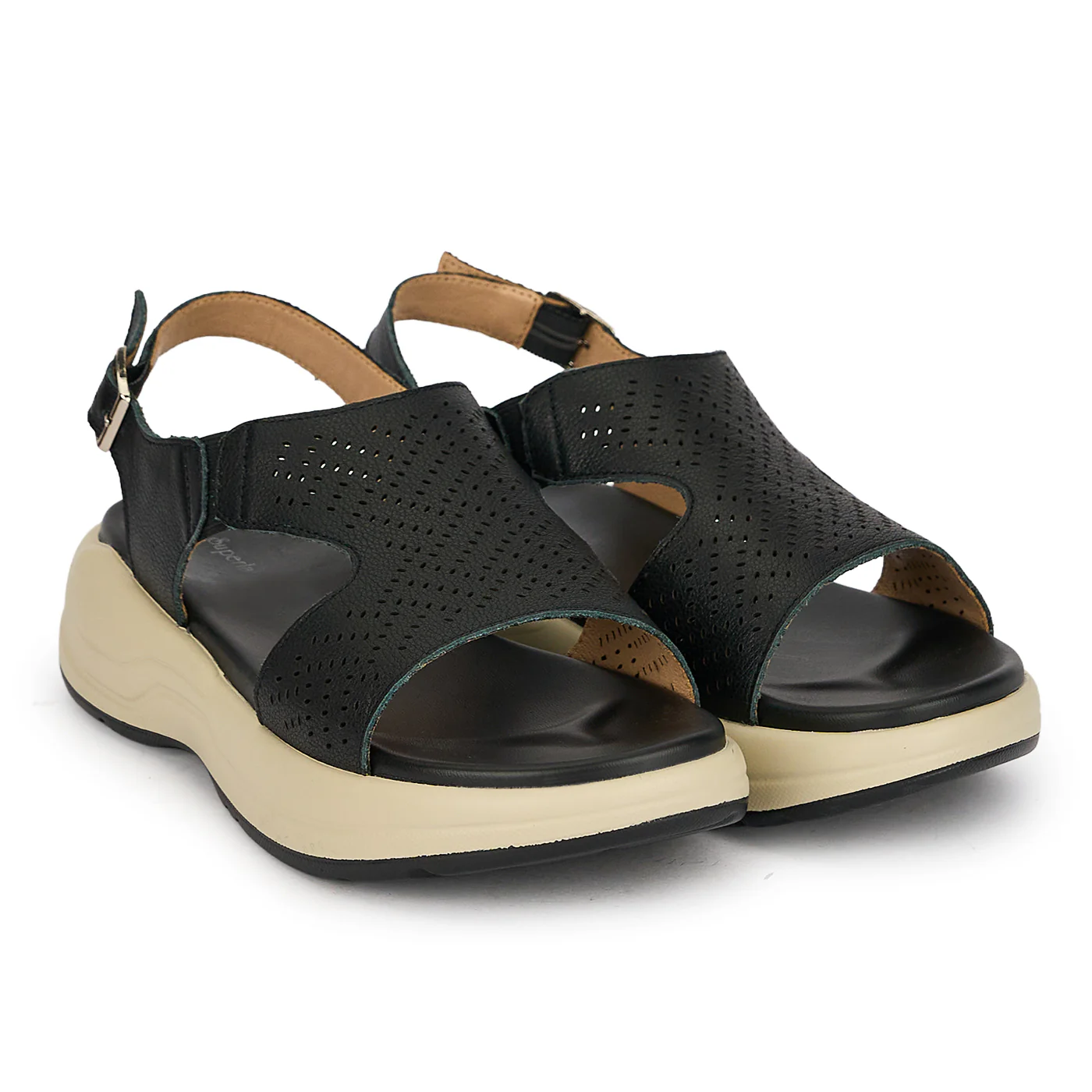 Sandale dama din piele naturala perfoarata neagra 19731 - Image 4