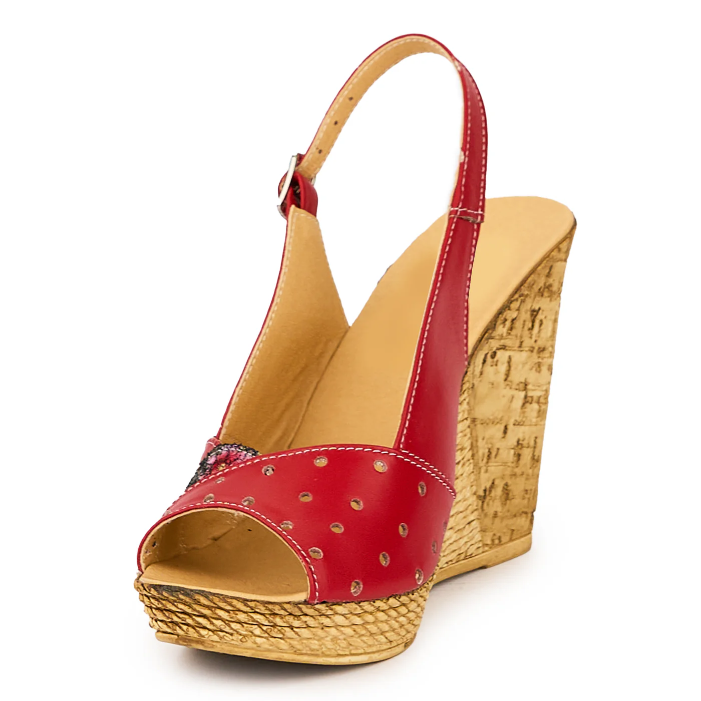 Sandale dama din piele naturala rosie 16527 - Image 3