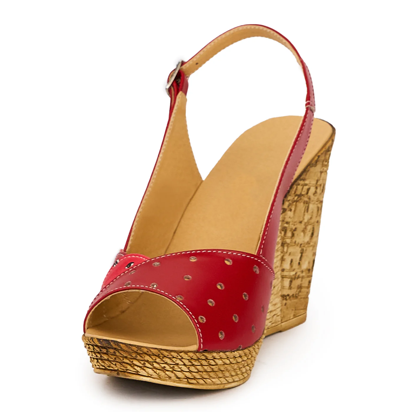 Sandale dama din piele naturala rosie 16528 - Image 3